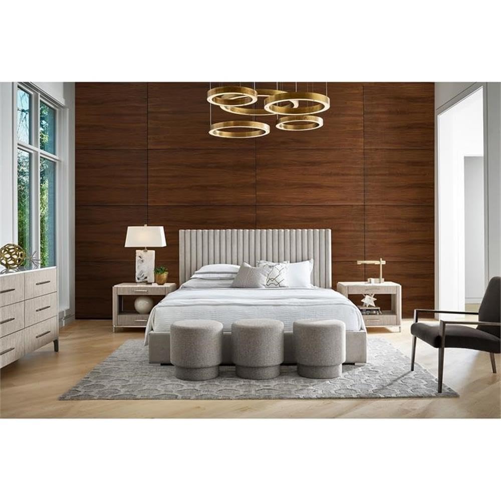 Universal Fabric Queen Panel Bed with Wall Panels - Beige Upholstered Platform Bed Frame for Master Bedroom & Guest Room - Modern Elegant Bedroom Furniture with Headboard & Footboard