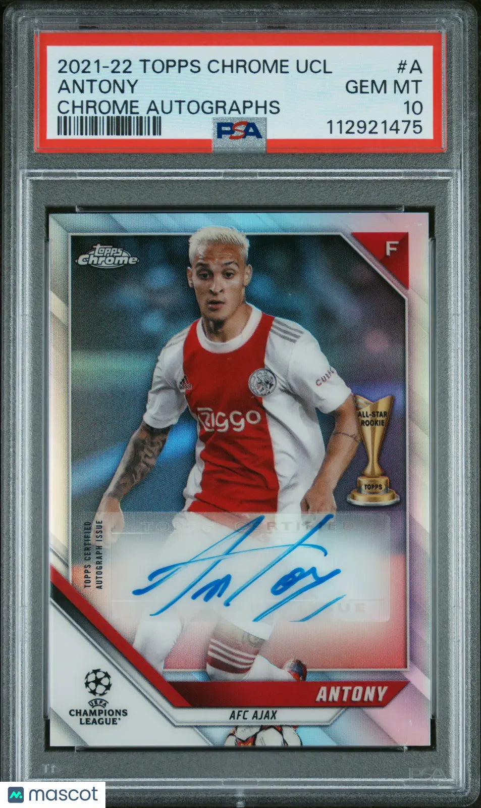 2021 Topps Chrome UEFA Champions League Antony Autographed Card PSA 10 - Perfect for Soccer Collectors & Fans, Display in Home or Office