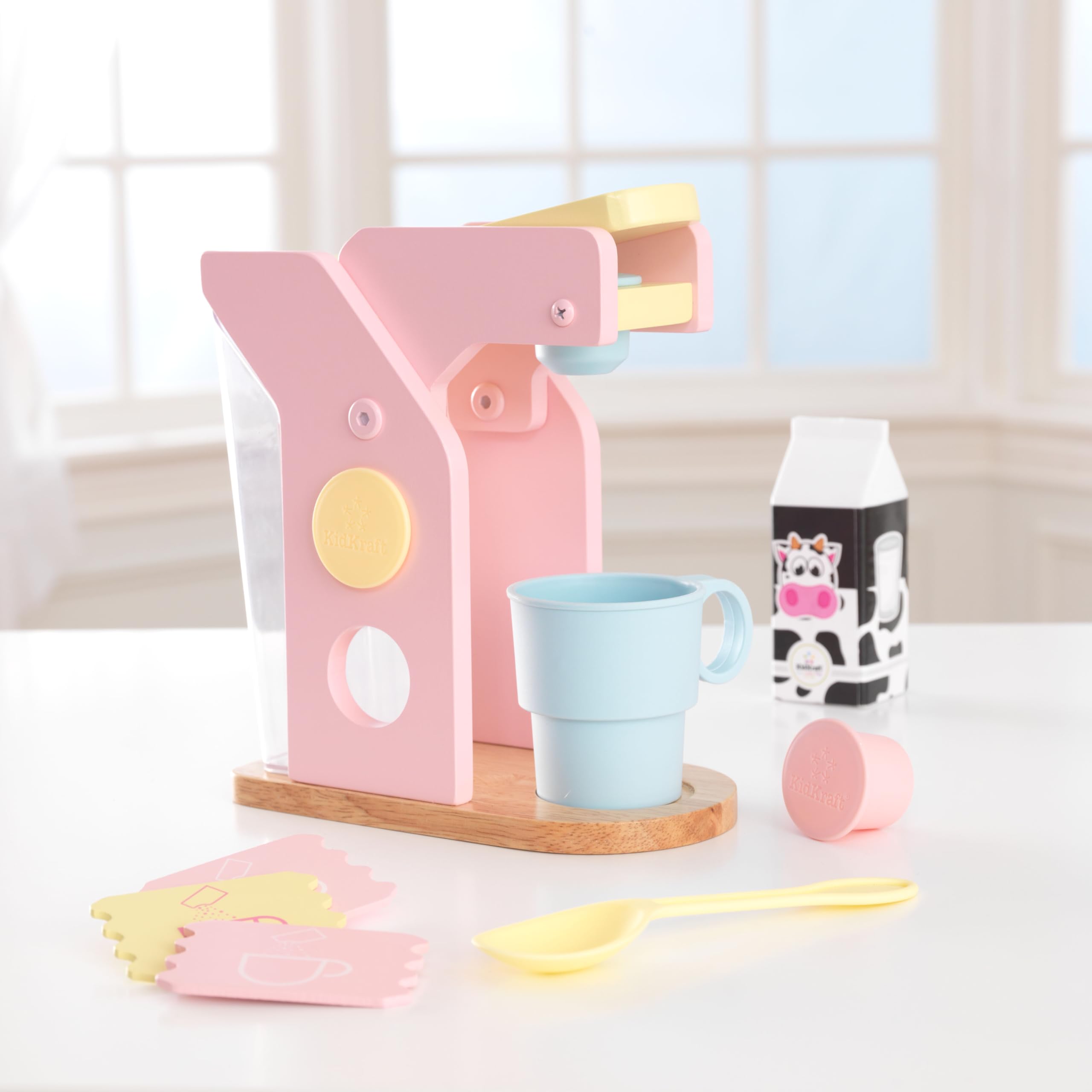 KidKraft Pastel Coffee Play Set for Kids - Pretend Play Kitchen Toys with 20+ Accessories, Perfect Gift for Girls & Boys Ages 3+ - Great for Imaginative Play, Tea Parties & Early Childhood Development
