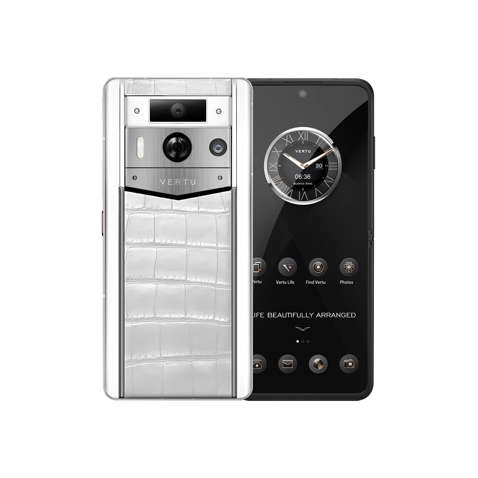 METAVERTU 2 Web3 AI Smartphone - White Alligator Skin & Silver Case | Luxury Crypto Phone for Business Professionals & Tech Enthusiasts | Secure Blockchain Transactions & AI Assistant