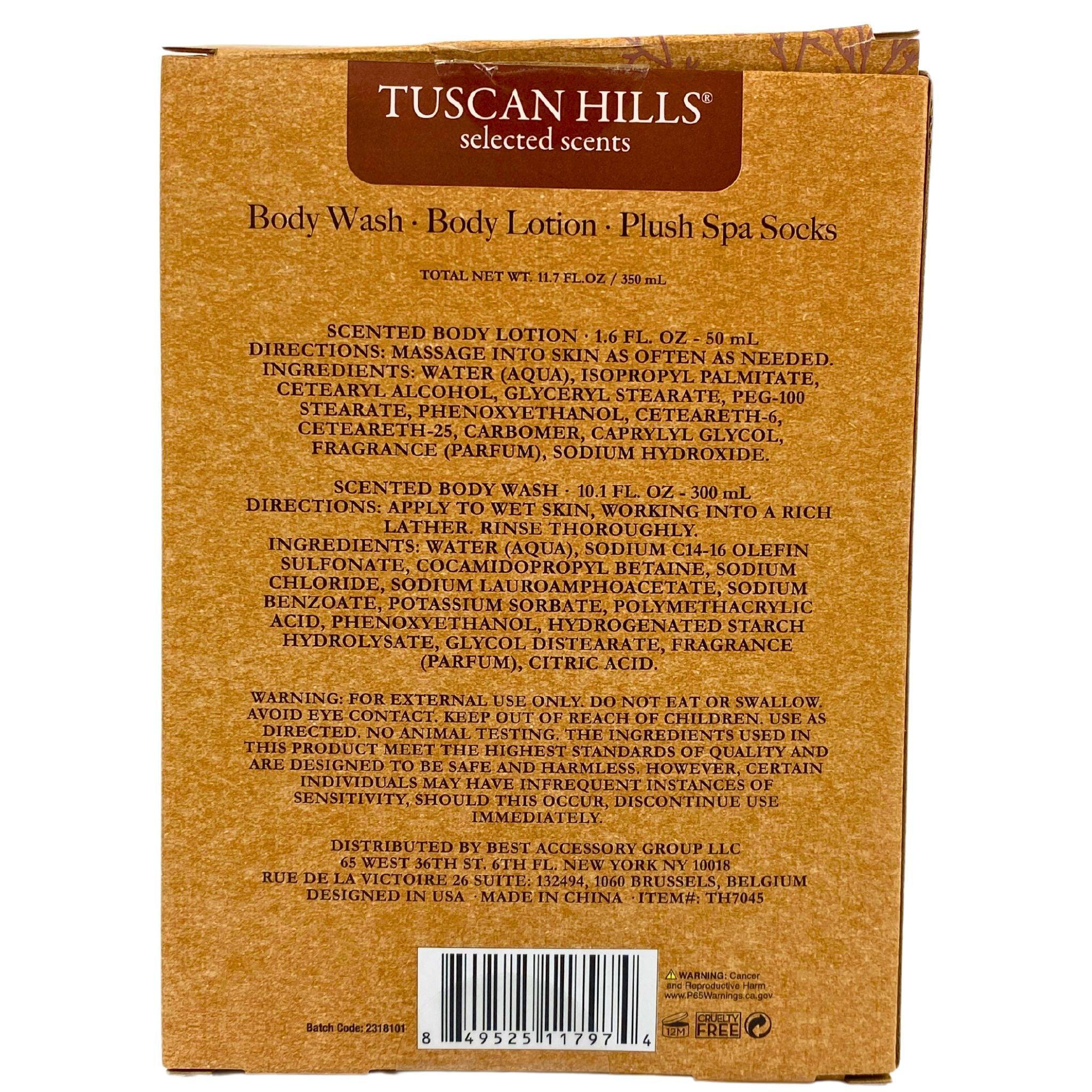 Tuscan Hills Vanilla Almond Scented 3-Piece Body Care Gift Set - Body Wash, Lotion & Hand Cream (23-Piece Bulk Lot) - Perfect for Spa Day, Self-Care & Holiday Gifting