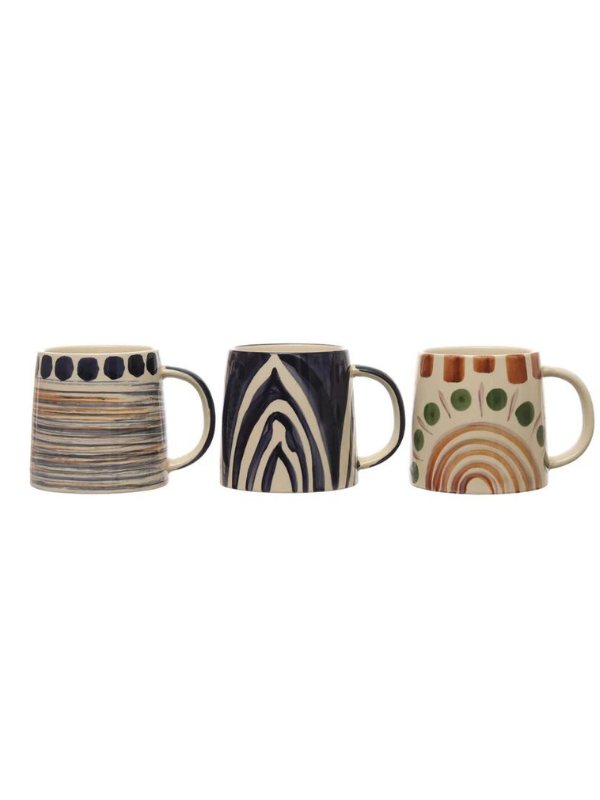Hand Painted Stoneware Mug - Premium Ceramic Coffee Cup with Unique Artwork - Perfect for Home, Office & Gift Giving
