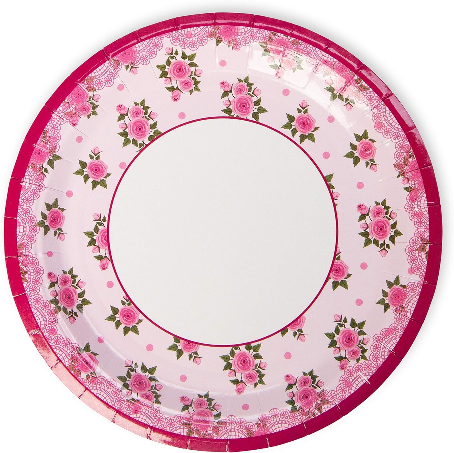 Royal Bluebonnet Rose Paper Plates and Napkins Set of 24 - Heavy Duty 400 GSM Disposable Floral Party Supplies for Birthday, Mother's Day & Easter Brunch Decorations - Perfect for Spring Garden Parties, Baby Showers and Bridal Luncheons