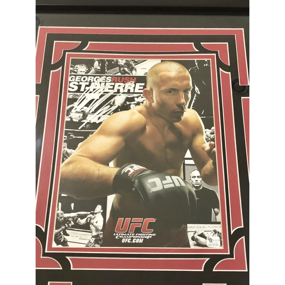 Georges St. Pierre Signed 8x10 Framed UFC Glove with JSA COA - GSP Autographed Collectible for MMA Fans & Sports Memorabilia Display