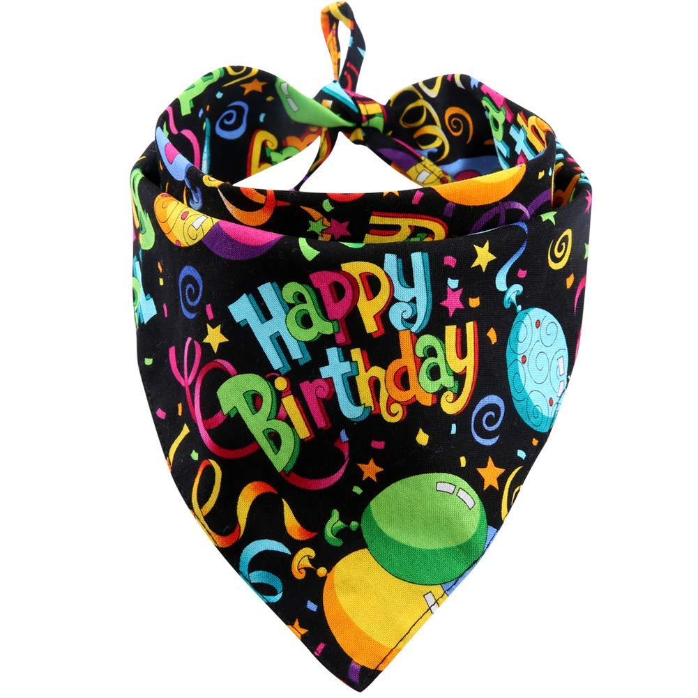 Dog Birthday Bandana - Triangle Bib Scarf for Large Dogs, Black - Perfect for Birthday Parties & Pet Celebrations
