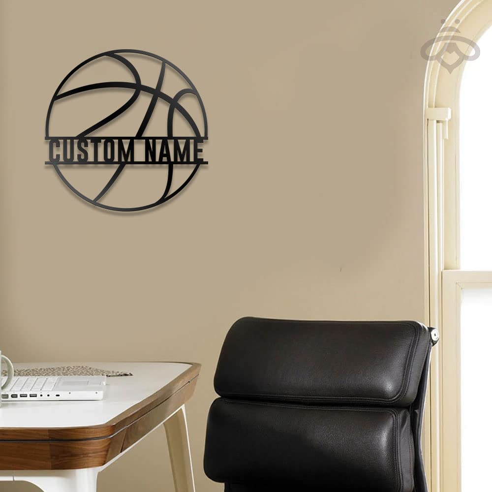Custom LED Basketball Metal Wall Art - Personalized Sports Decor for Living Room, Outdoor & Gifts - 16x16 Inch Black Metal Sign with Lights - Perfect for Basketball Fans, Player Name Signs & Home Decor