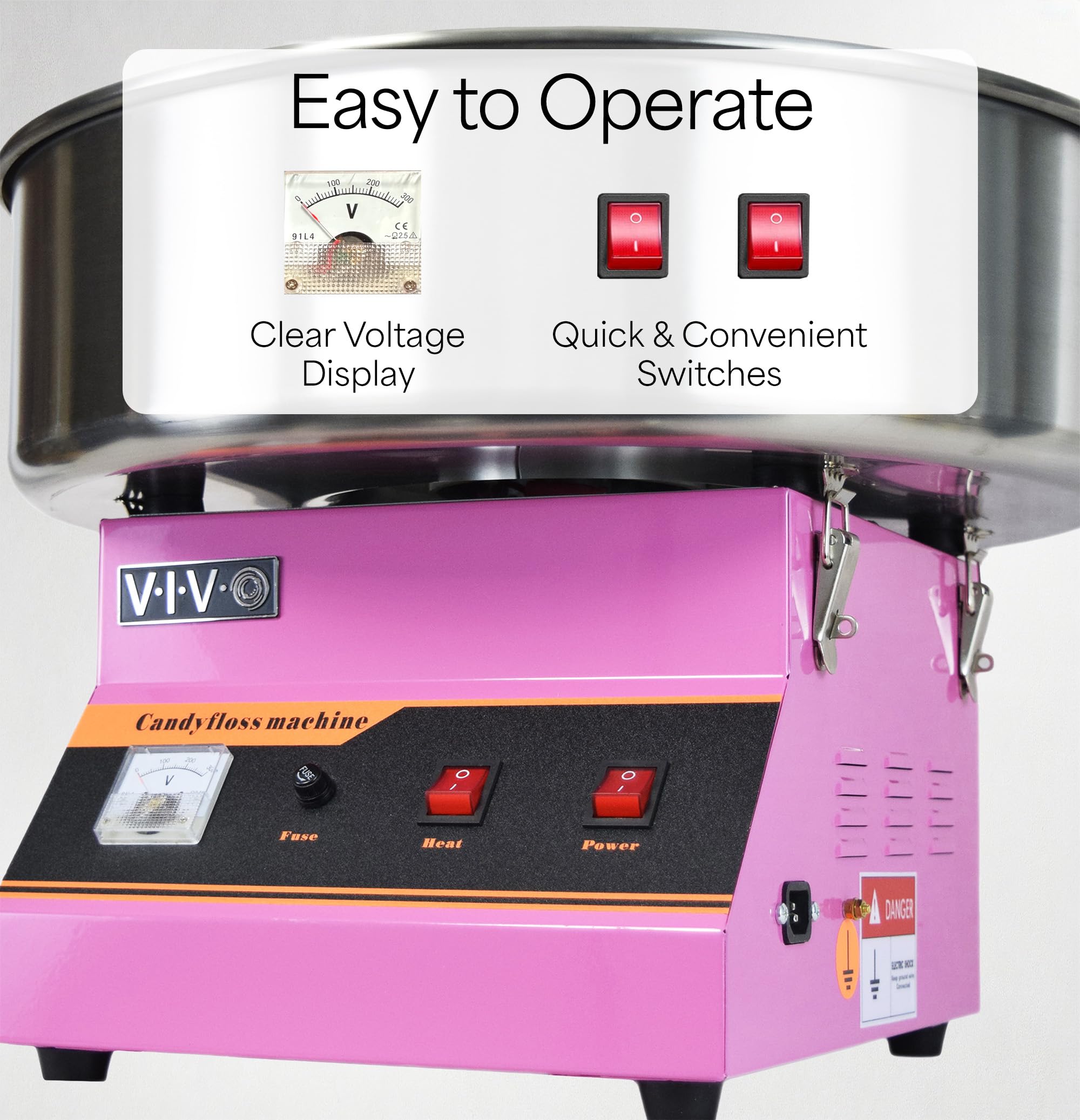 VIVO Pink 1030W Commercial Cotton Candy Machine with 20