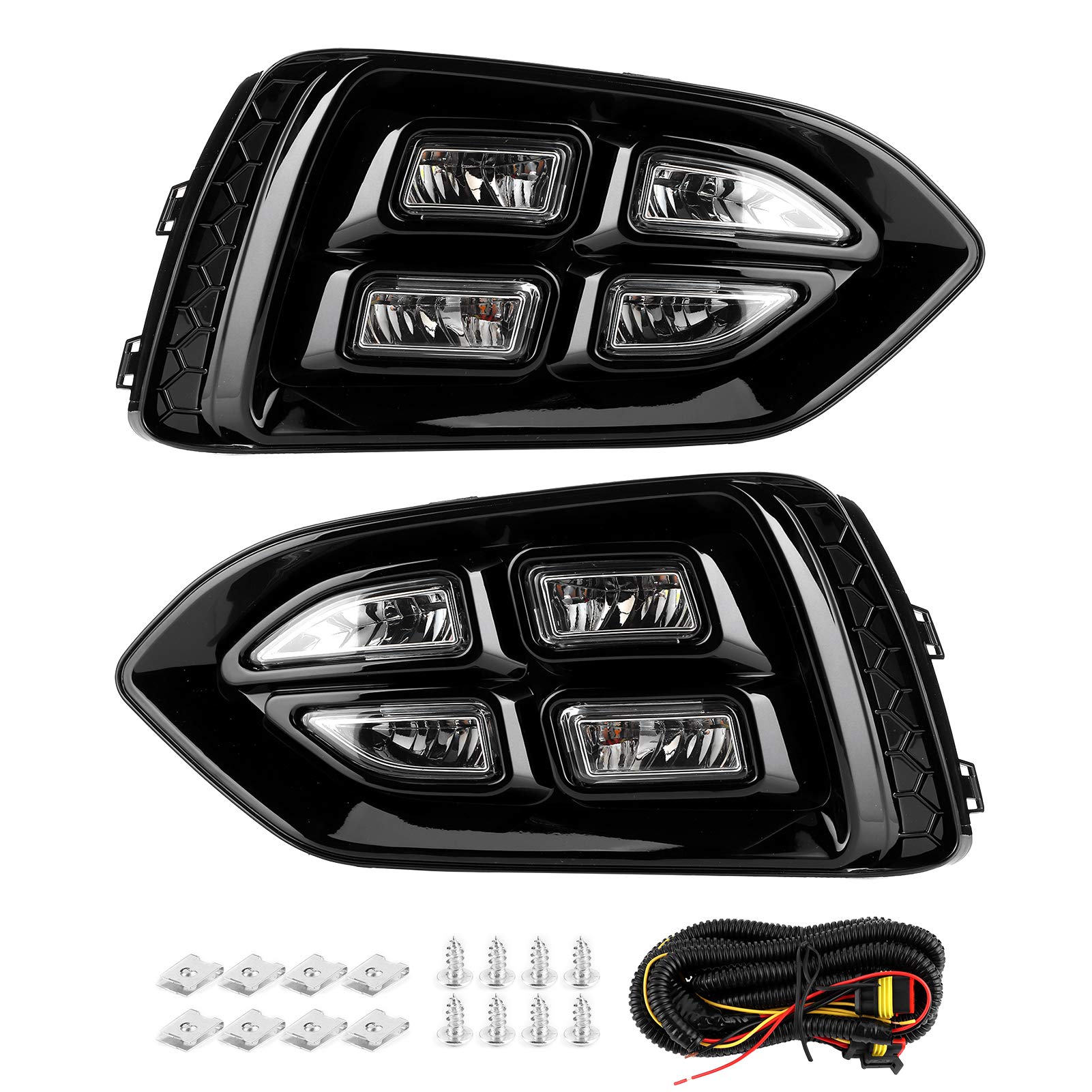 Yctze LED Fog Lights for Hyundai Accent 2017+ - 2PCS Waterproof Driving Work Light with Daytime Running Lights & Turn Signal, Durable Flood Beam Replacement for Off-Road, Night Driving & Work Site Use