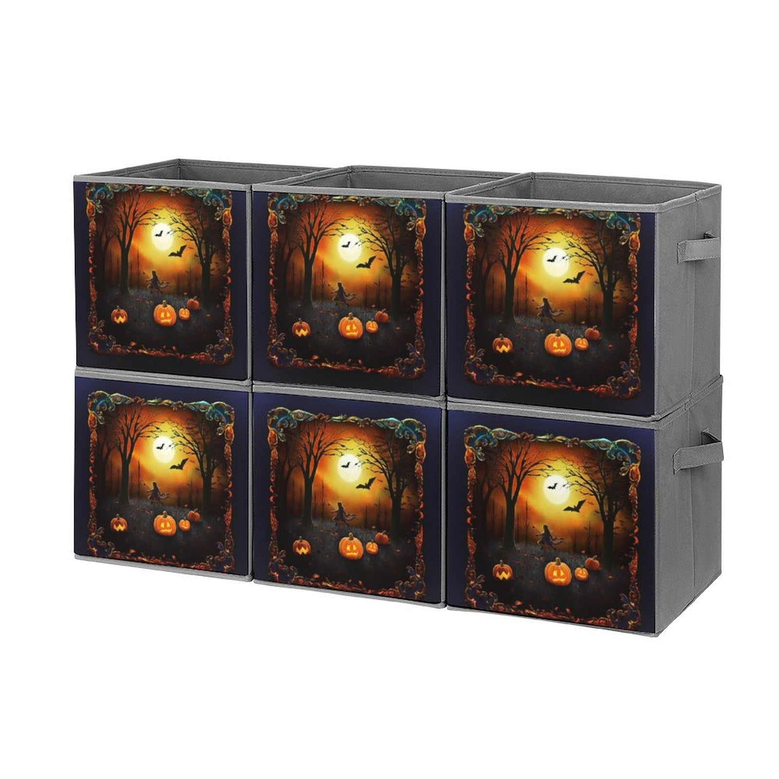 6-Pack Halloween Party Storage Bins - Collapsible Storage Baskets with Handles, Large Closet Organizer & Clothing Storage Box for Home Organization | Perfect for Seasonal Decor, Toy Storage & Closet Organization