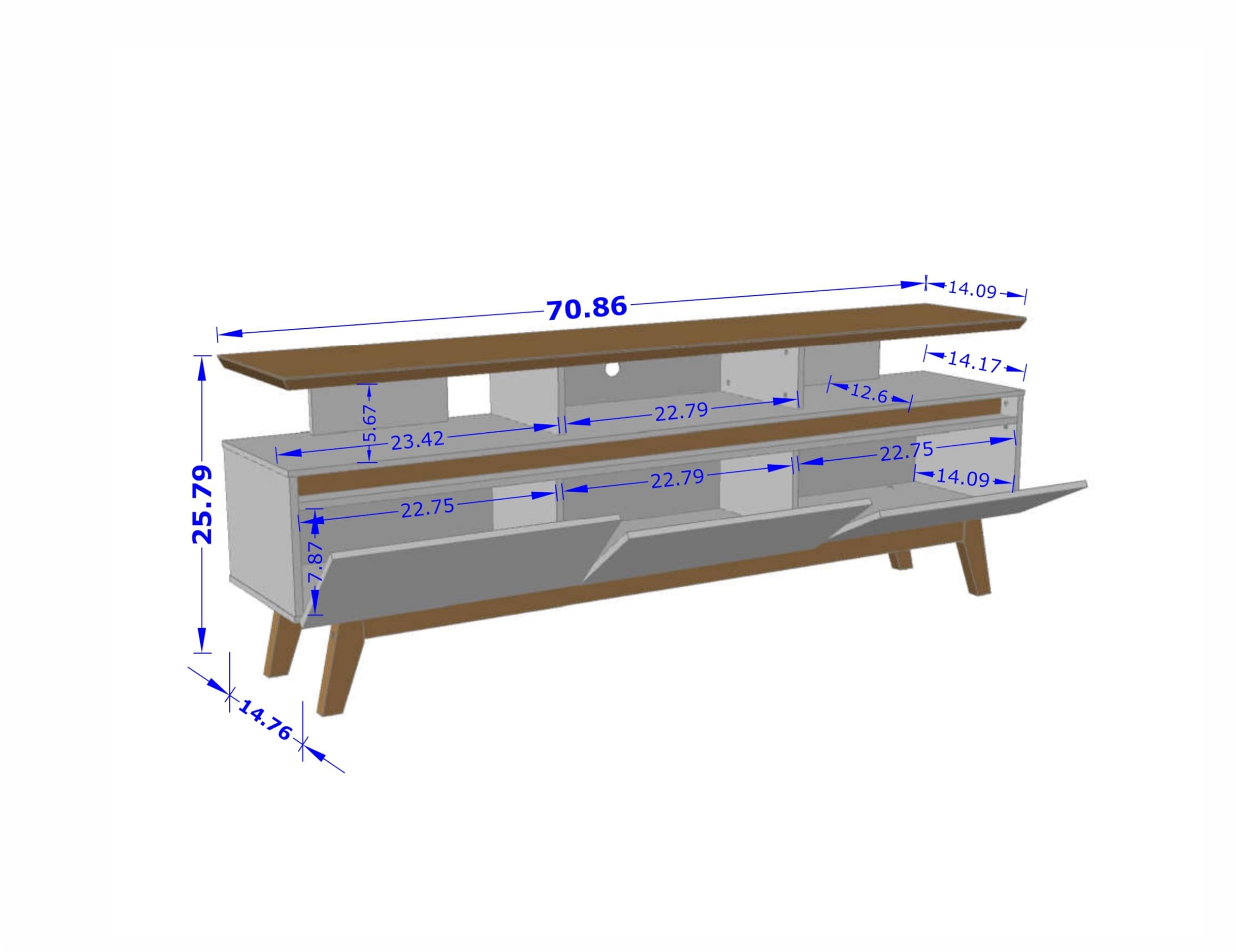 Mid Century Modern TV Stand with Storage - 71