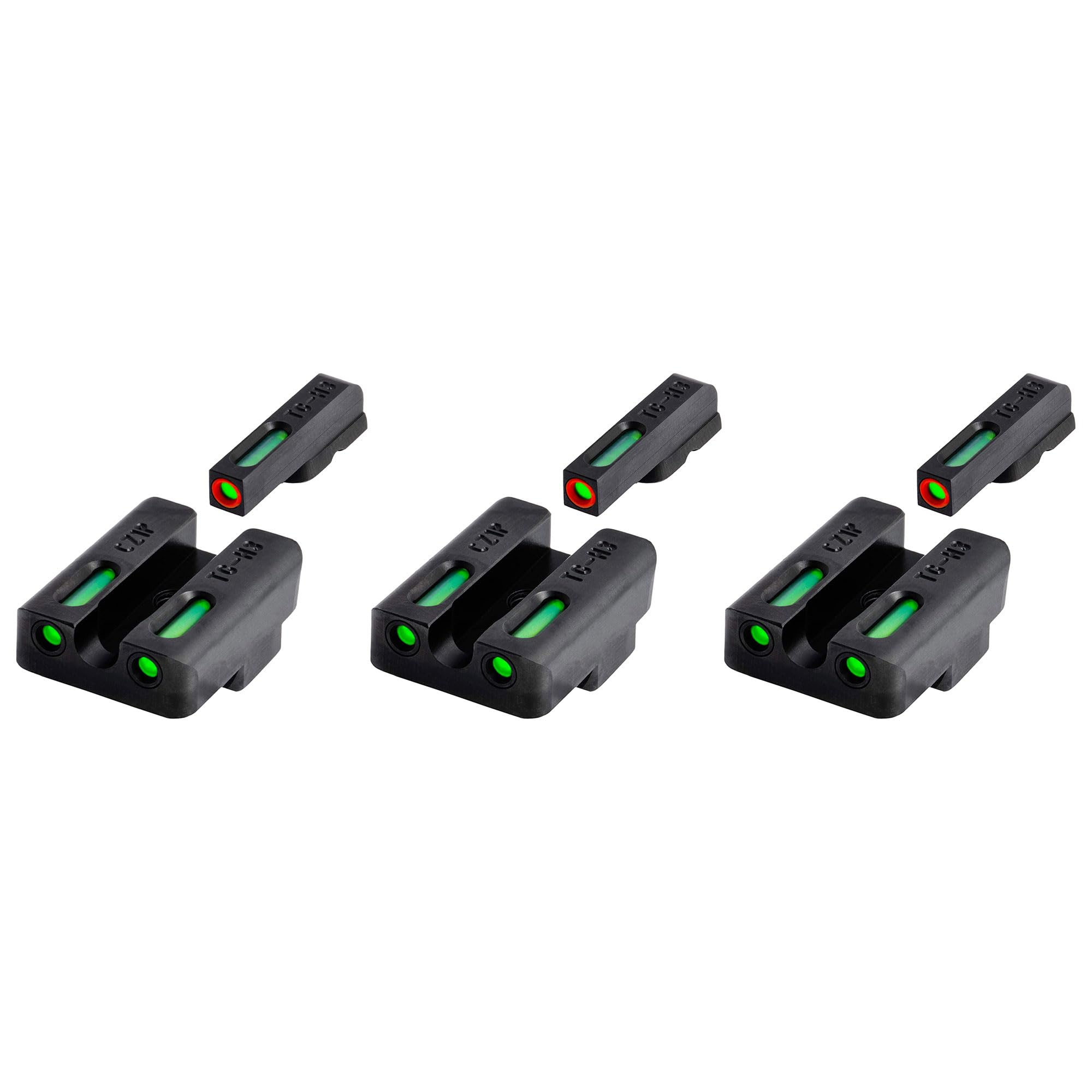 TruGlo TFK Pro Fiber Optic & Tritium Handgun Sights (3 Pack) - Fortress Finish Protection, Angled Rear Sight for CZ 75 Pistols - Perfect for Low Light Shooting, Tactical Training & Home Defense