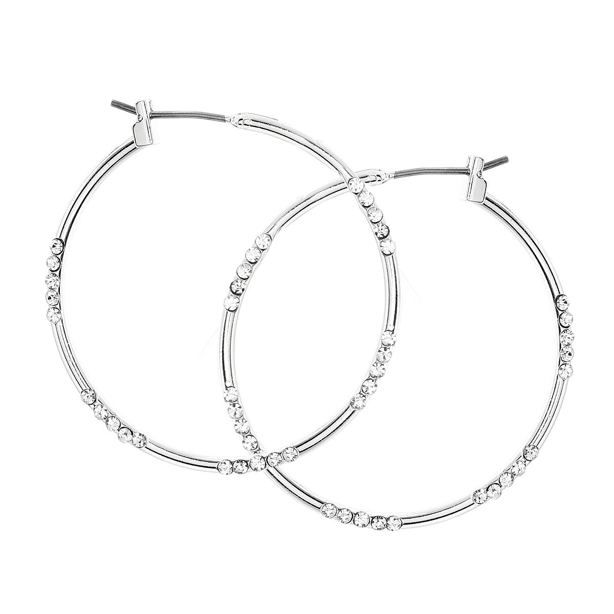 Sparkling Silver Crystal Rhinestone Small Hoop Earrings for Women - Elegant Dainty Hoops for Everyday Wear, Parties & Special Occasions