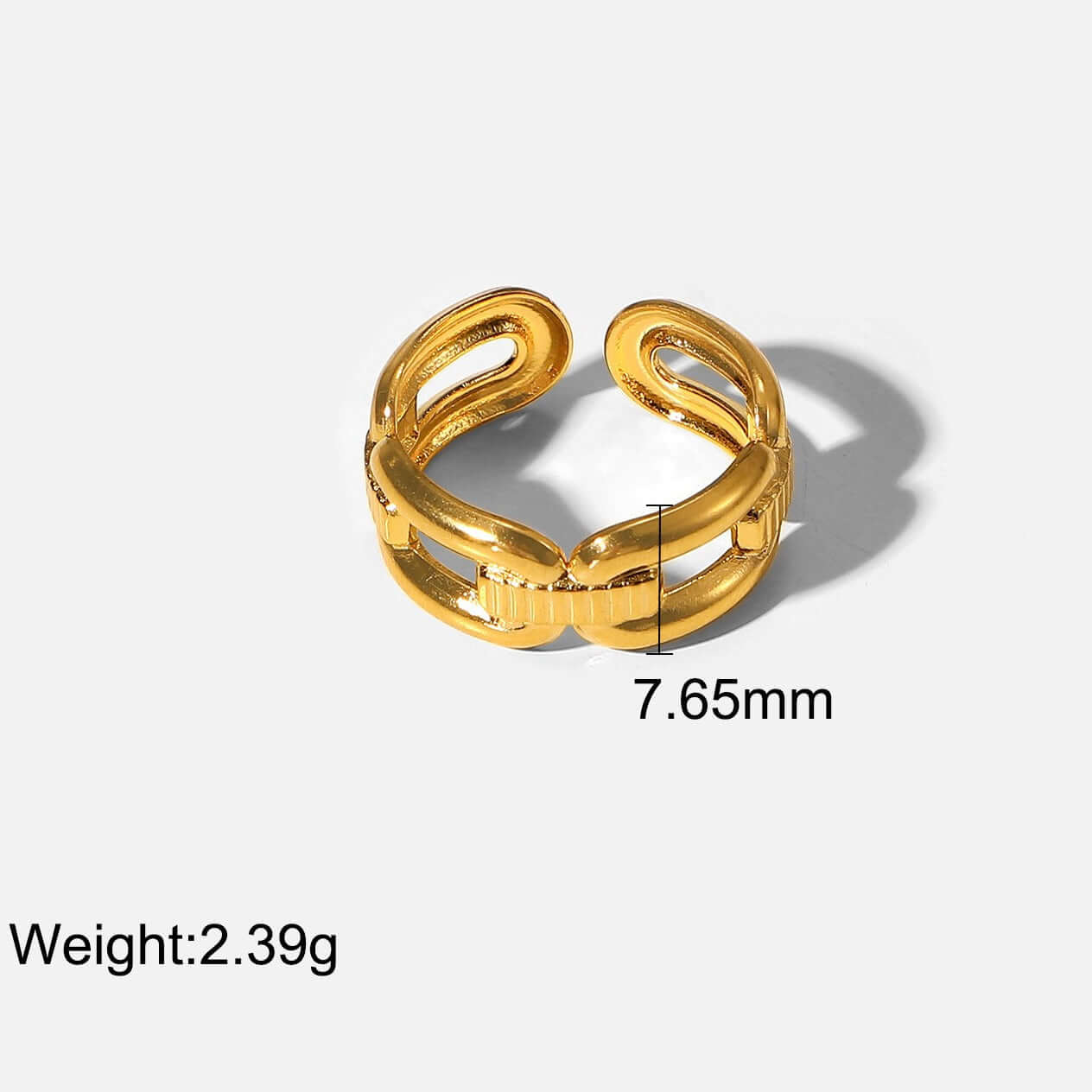 18K Gold Plated Hollow Connected Chain C Hoop Earrings & Ring Set | JDE835 | Elegant Jewelry for Women, Perfect for Parties, Weddings & Daily Wear