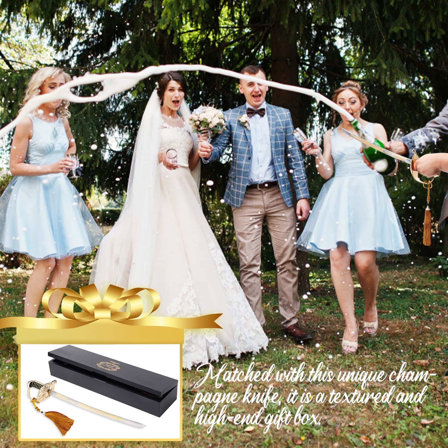 Resafy Champagne Saber - Gold Handle Champagne Sword & Opener with Gift Case - Perfect for Weddings, Parties & Celebrations - Elegant Bottle Opening Tool for Special Events & Gifts