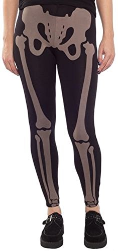 Sourpuss Clothing Black Them Bones Leggings - XX-Large | Gothic Halloween Workout Yoga Pants for Women | Perfect for Costumes, Fitness & Casual Wear