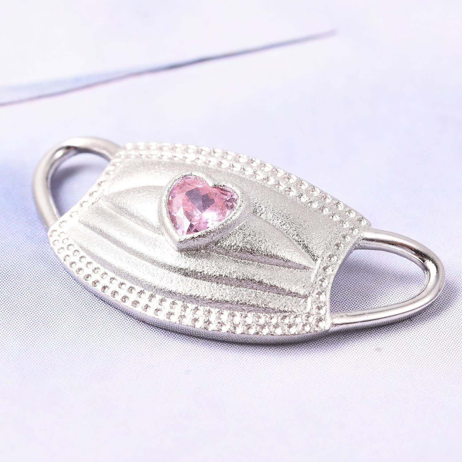 Shop LC Simulated Pink Diamond Charm Mask Pendant - 925 Sterling Silver Jewelry for Women | Perfect Nurse & Doctor Gift for Birthday, Graduation & Appreciation | Medical-Themed Fashion Accessory for Healthcare Workers