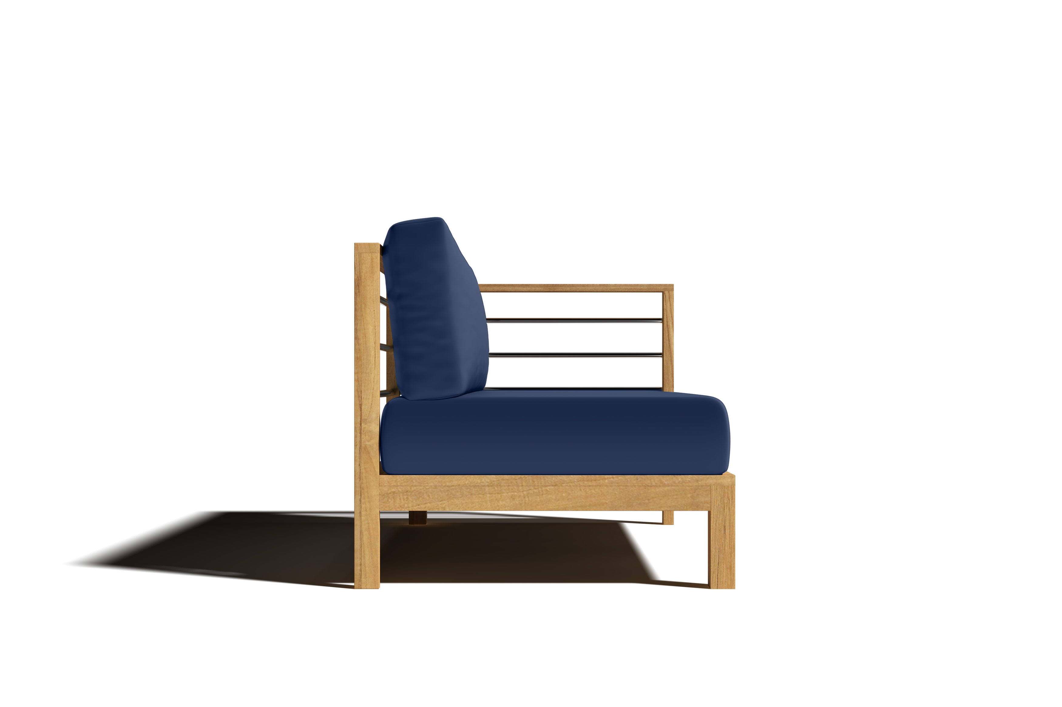 Premium 7-Piece Teak Outdoor Sectional Deep Seating Set with Sunbrella Navy Cushions - Waterproof & Durable Patio Furniture for Backyard, Poolside & Garden Relaxation