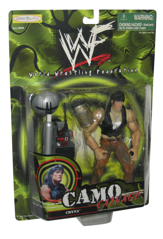 1999 WWF Jakks Pacific Camo Carnage Series 1 Chyna Action Figure - Vintage Wrestling Collectible - Perfect for Display & WWF Memorabilia Collections