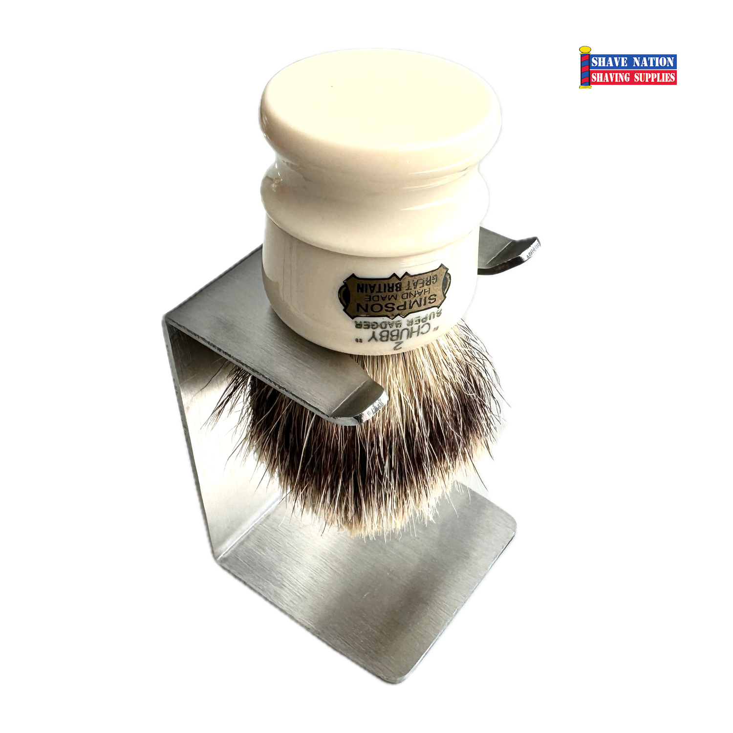 Premium Stainless Steel Shaving Brush Stand for Large Shaving Brushes - Heavy Duty Chrome Plated Razor & Brush Holder for Wet Shaving Grooming Kit - Perfect for Barbershops, Home Bathrooms & Travel Shaving Kits