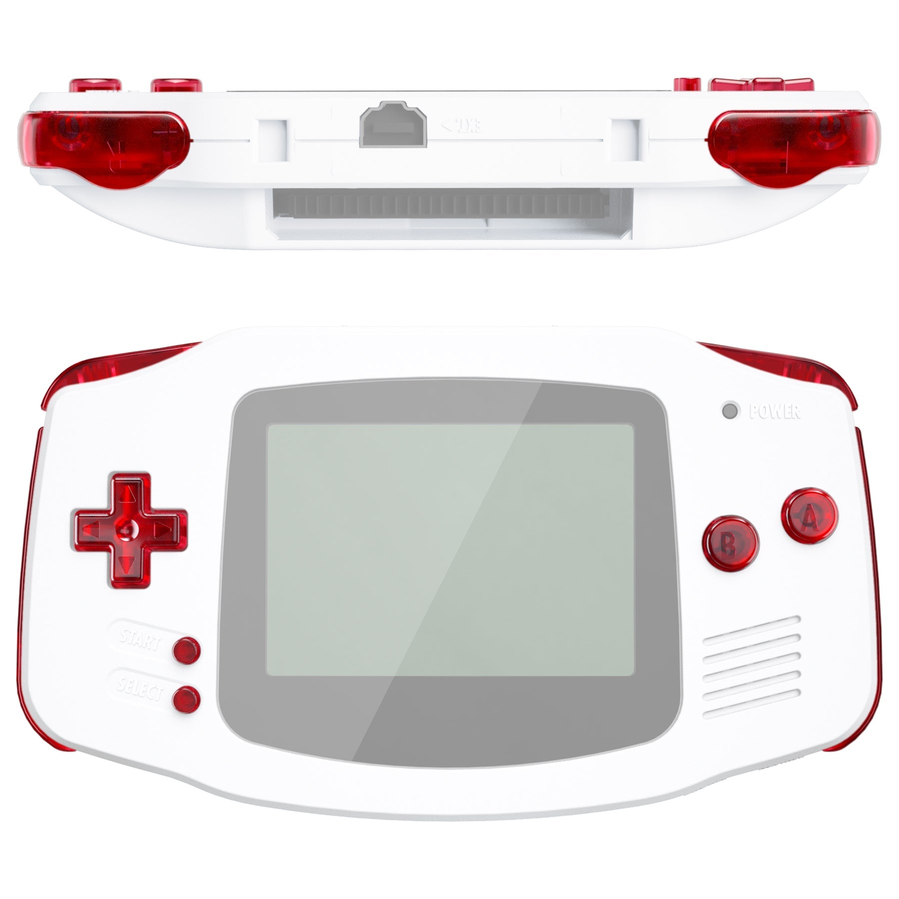 eXtremeRate Clear Red Replacement Buttons for Gameboy Advance (GBA) - Full Set with D-Pad, A/B Buttons - Perfect for Gaming, Modding & Console Restoration