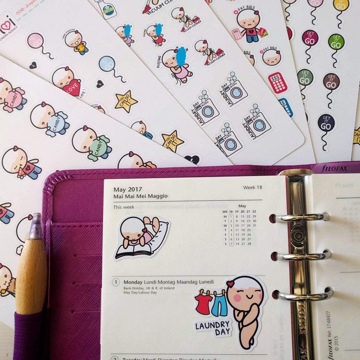 Cute Kawaii Planner Stickers Pack - Large Size for Life Planner, Happy Planner, Erin Condren, Kikki K & ECLP - Perfect for Journaling, Scrapbooking & DIY Planning