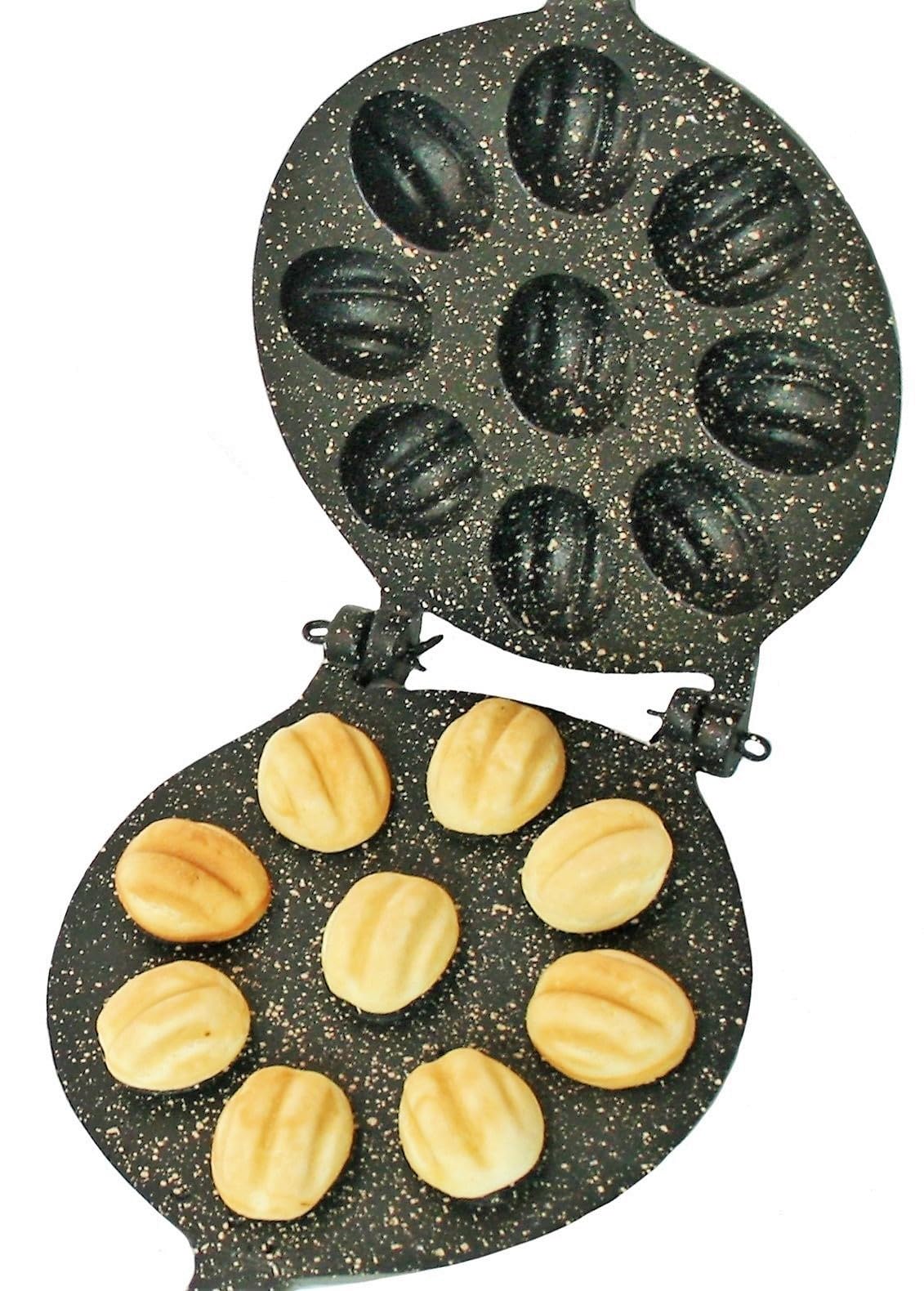 Non-Stick Granite Walnut Cookie Mold Maker - Oreshki Mold for Baking Nut Cookies - Perfect for Russian Tea Cakes, Holiday Treats & Homemade Desserts