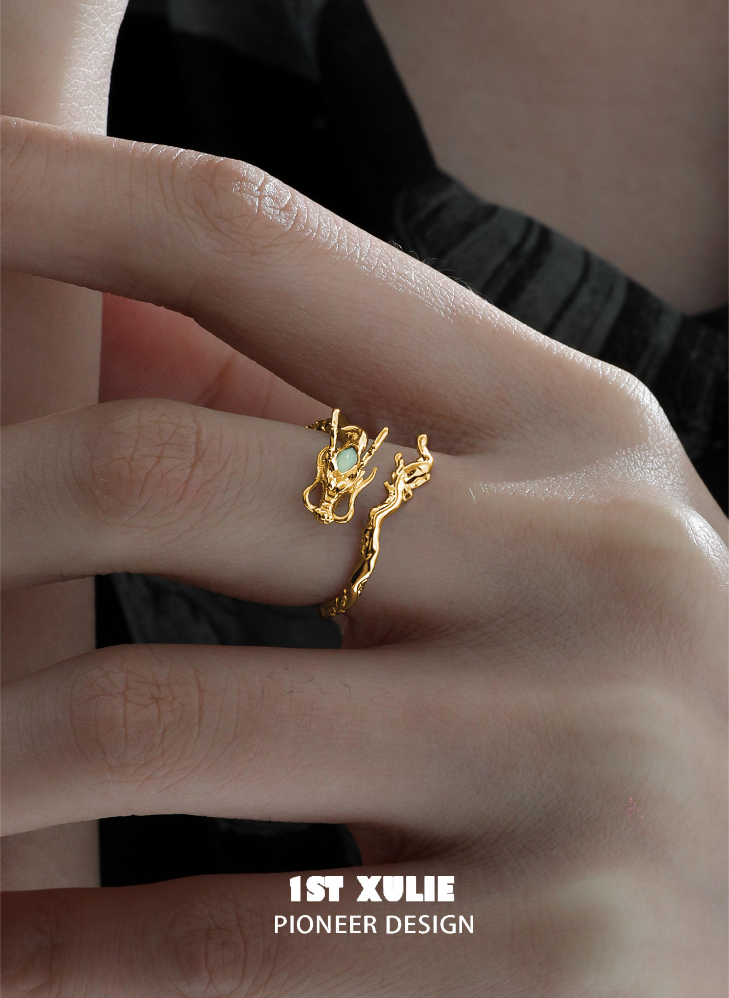 Loong S925 Sterling Silver 24K Gold Plated Opal Open End Ring for Women - Elegant Stackable Jewelry for Everyday Wear, Gift Giving & Special Occasions