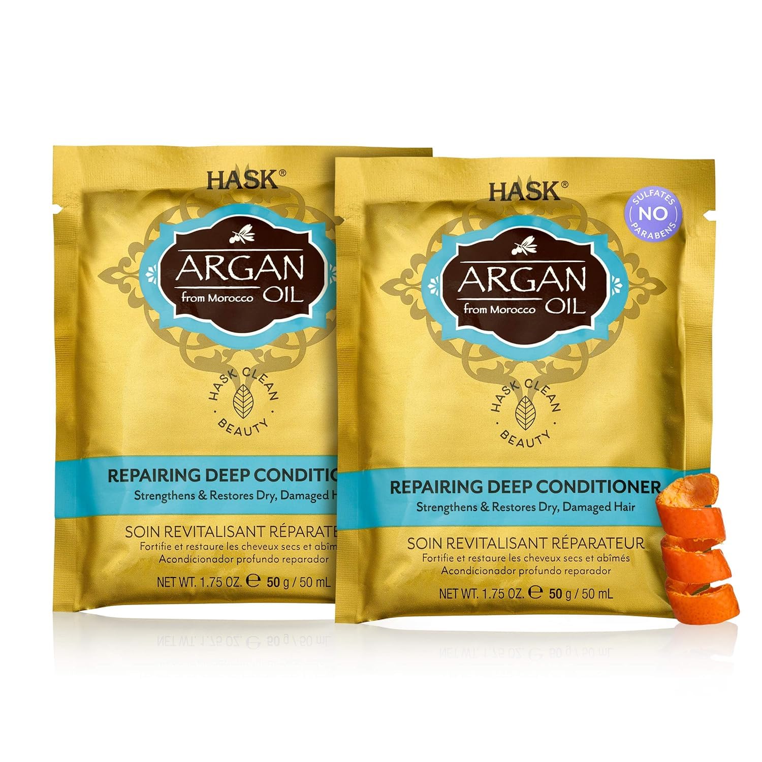 HASK Argan Oil From Morocco Repairing Deep Conditioner - 50 gm (Pack of 2) for Dry, Damaged Hair - Salon Quality Hair Treatment at Home