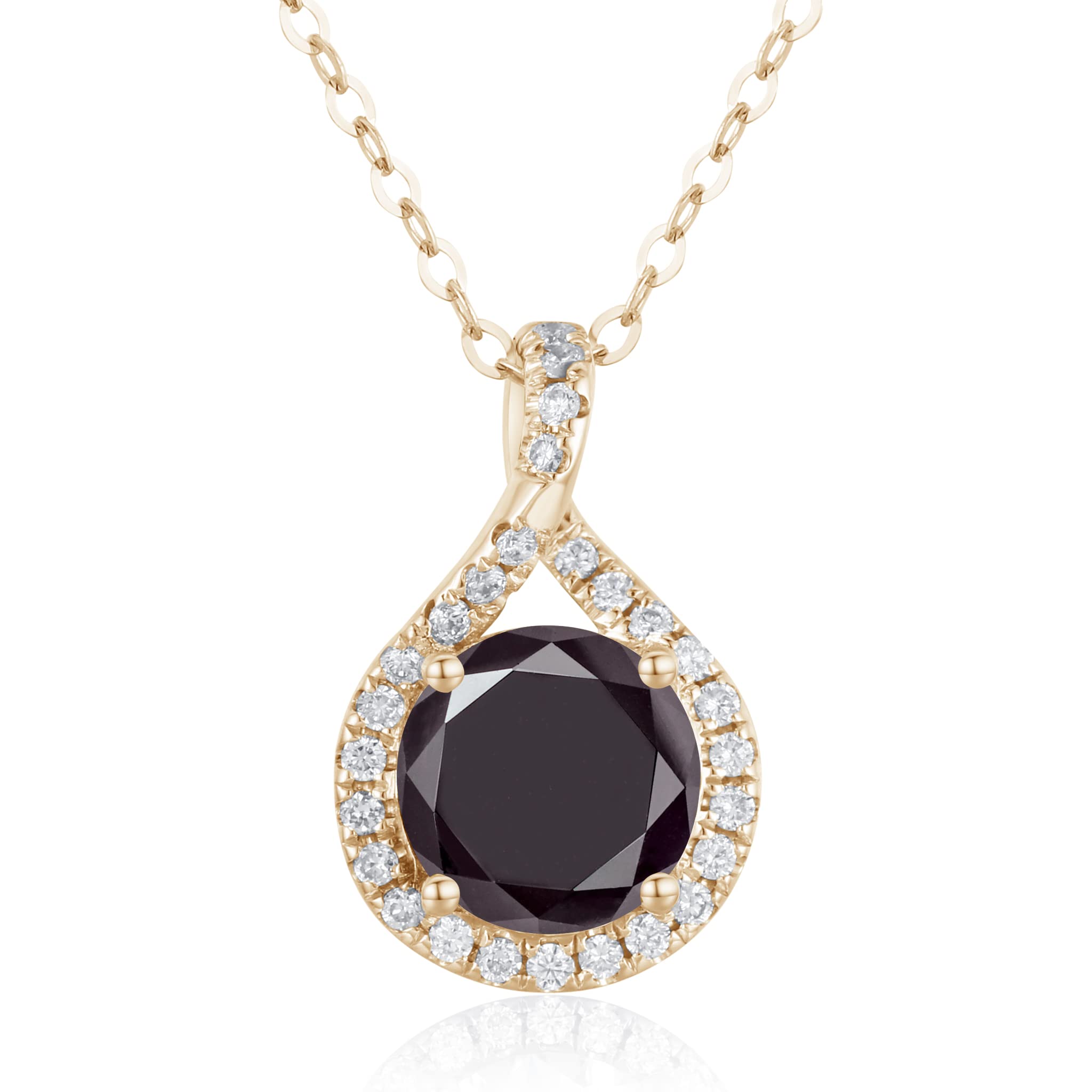 Black Diamond Necklace Pendant Gold - Dainty Drop Layering Necklace with Chain - Simple Small April Birthstone Necklace - Black Tourmaline Option - Perfect for Everyday Wear, Gift Giving & Special Occasions