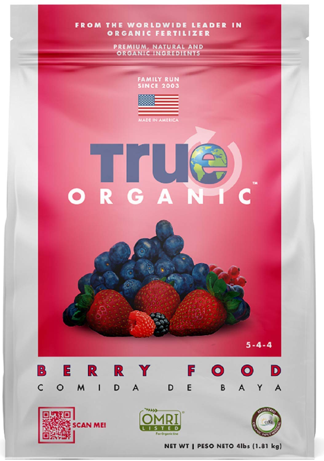 Organic Berry & Fruit Plant Food 4lbs - CDFA & OMRI Certified Fertilizer for Organic Gardening - Best for Strawberries, Blueberries & Fruit Trees