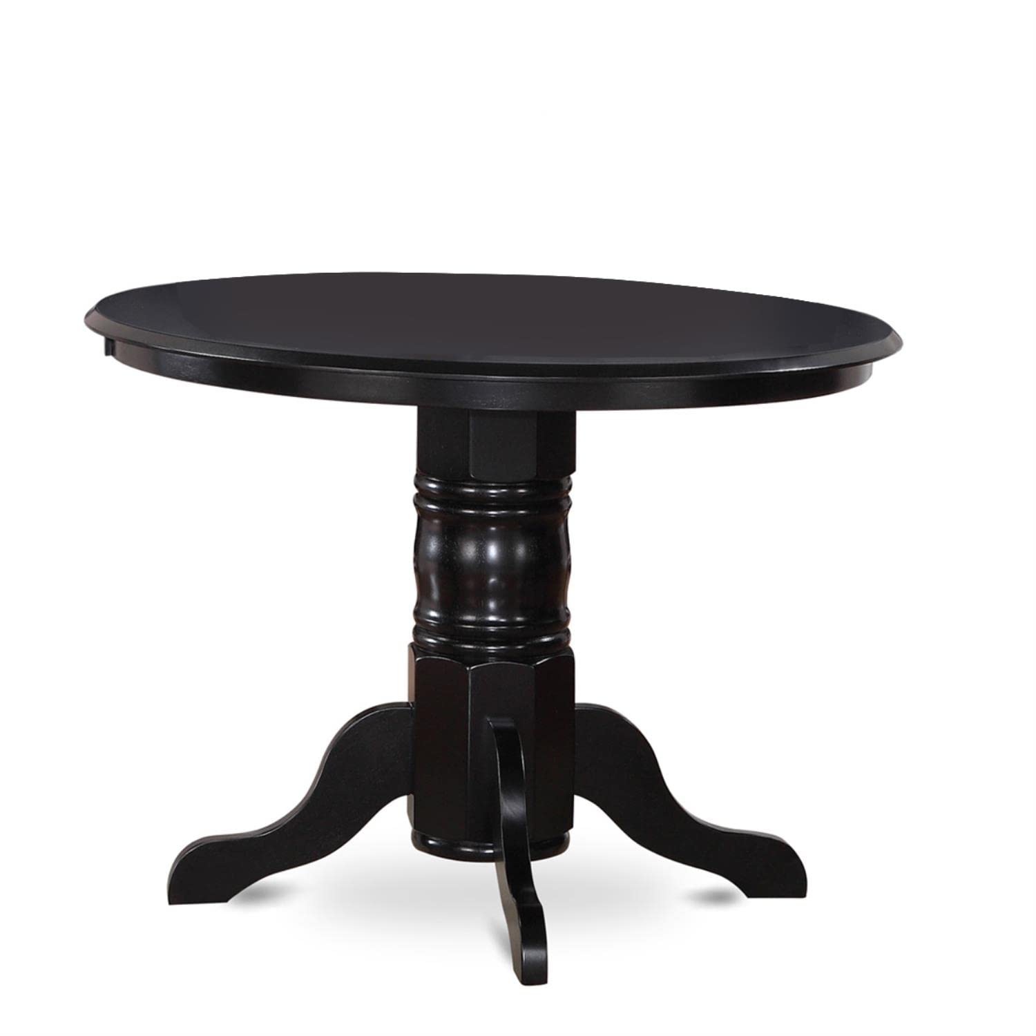 East West Furniture SHCE5-BLK-21 5-Piece Round Kitchen Dining Set for 4 - 42x42 Inch Black Pedestal Table with 4 Blue Linen Fabric Chairs - Perfect for Small Spaces, Breakfast Nooks & Cozy Apartments