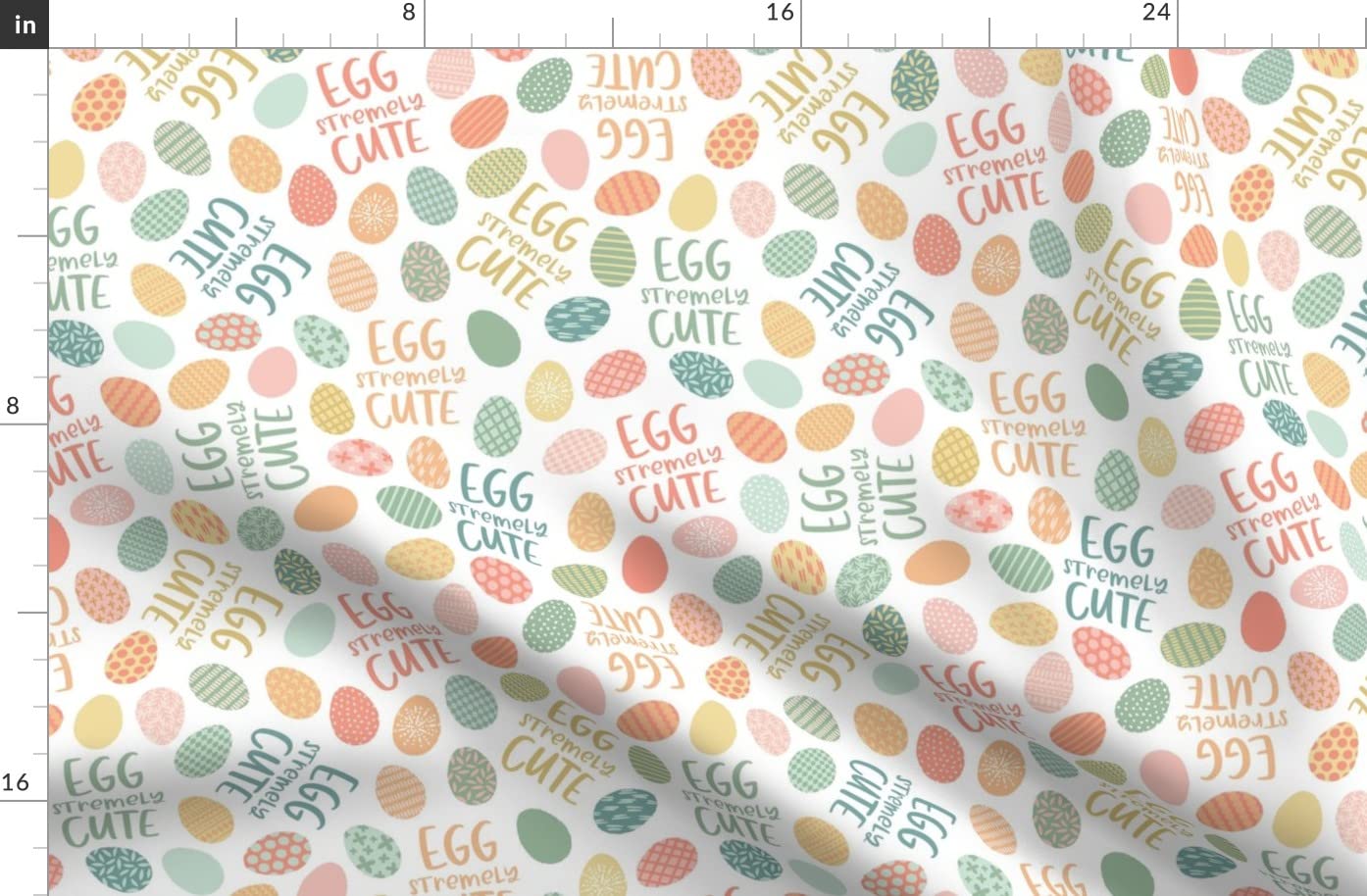 Eggstremely Cute Easter Eggs Printed Denim Fabric Fat Quarter - Spring Kids Apparel, Home Decor & Upholstery Material - Perfect for DIY Crafts, Easter Decorations, and Children's Clothing Projects
