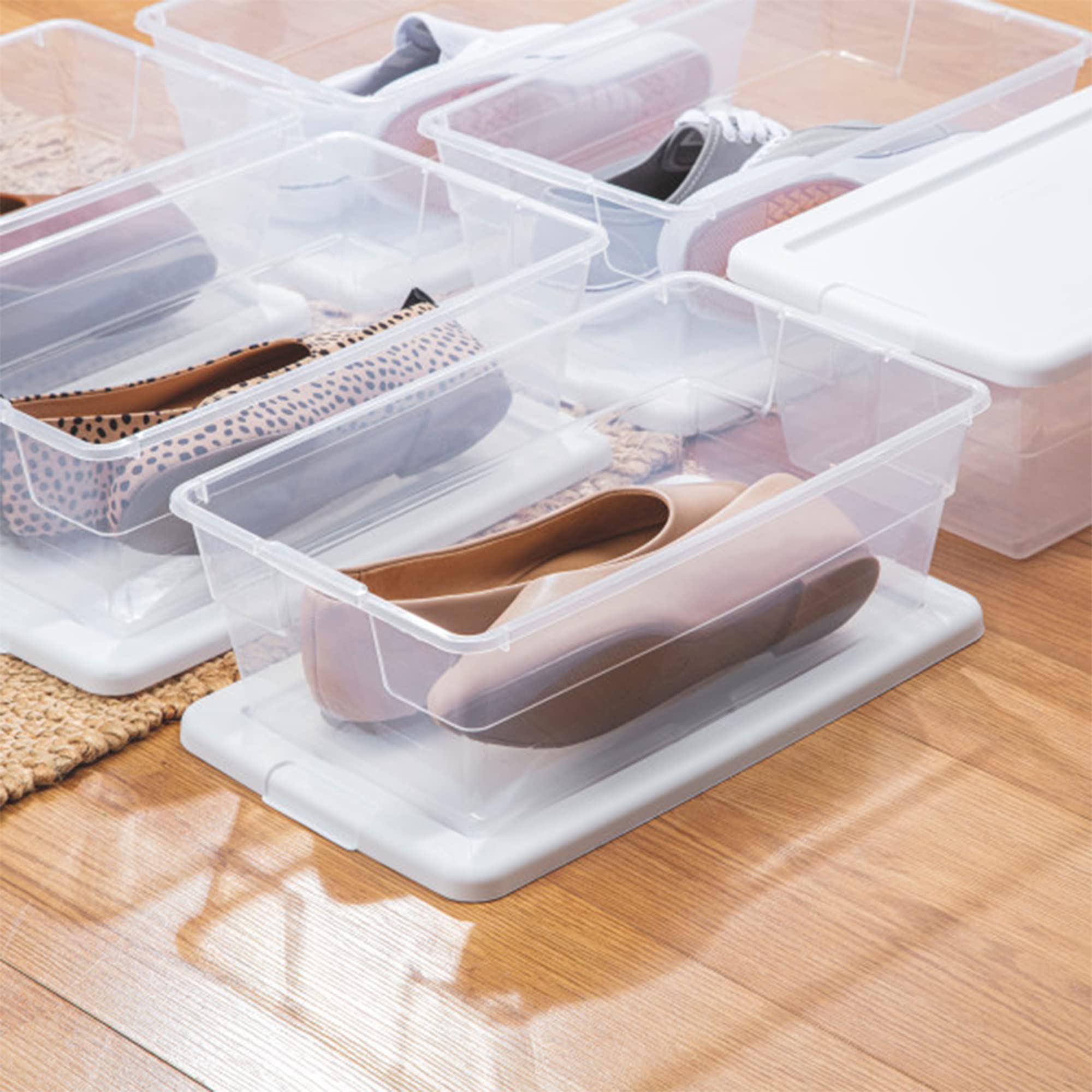 Sterilite 6 Quart Clear Plastic Storage Bins with Snap-Close Lids - 72 Pack Stackable Organizing Containers for Home, Office & Classroom - Perfect for Pantry Organization, Toy Storage & School Supplies
