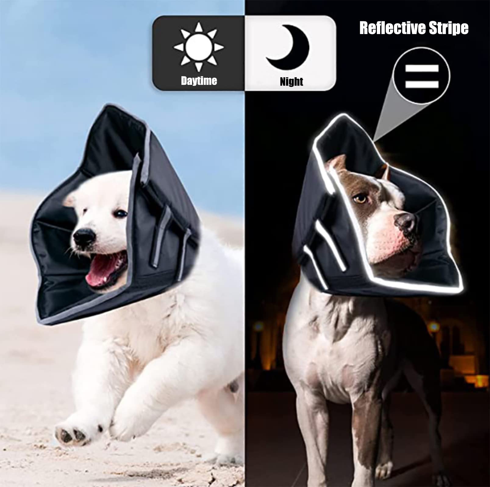 GabeFish Soft Adjustable Dog Recovery Collar (Flower Cone) - Post-Surgery E-Collar for Small, Medium & Large Dogs - Comfortable Black X-Large Size - Perfect for Wound Protection & Healing After Spay/Neuter Surgery