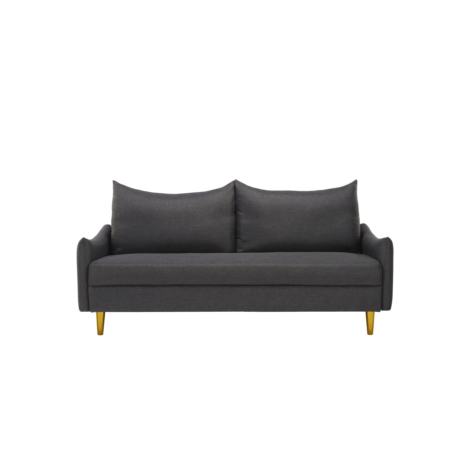 Pouseayar Modern Loveseat Couch - 2-Seater Sofa with Soft Fabric Upholstery & Gold Metal Legs, Low Back Design for Small Spaces - Perfect for Living Room, Office, Apartment & Dorm - Dark Gray | Compact Comfort for Cozy Gatherings & Relaxation