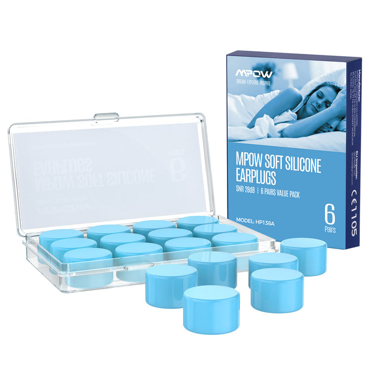 Mpow HP138A Noise Cancelling Earplugs for Sleeping, Travel & Work - Comfortable Reusable Ear Plugs Block Noise for Focus & Relaxation