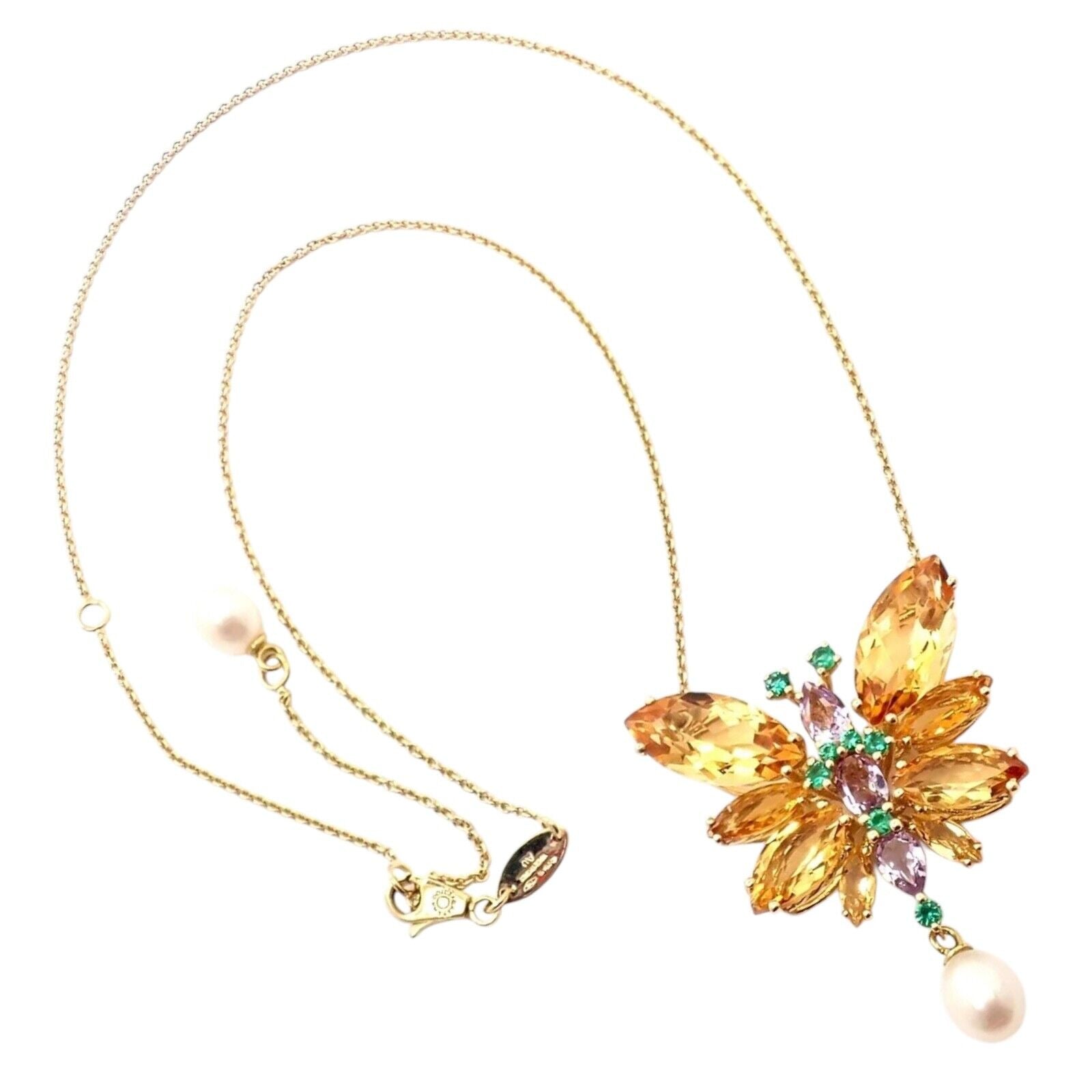 Authentic Dolce & Gabbana 18k Yellow Gold Citrine Butterfly Pendant Necklace - Elegant Spring Jewelry Gift for Women, Perfect for Weddings & Special Occasions