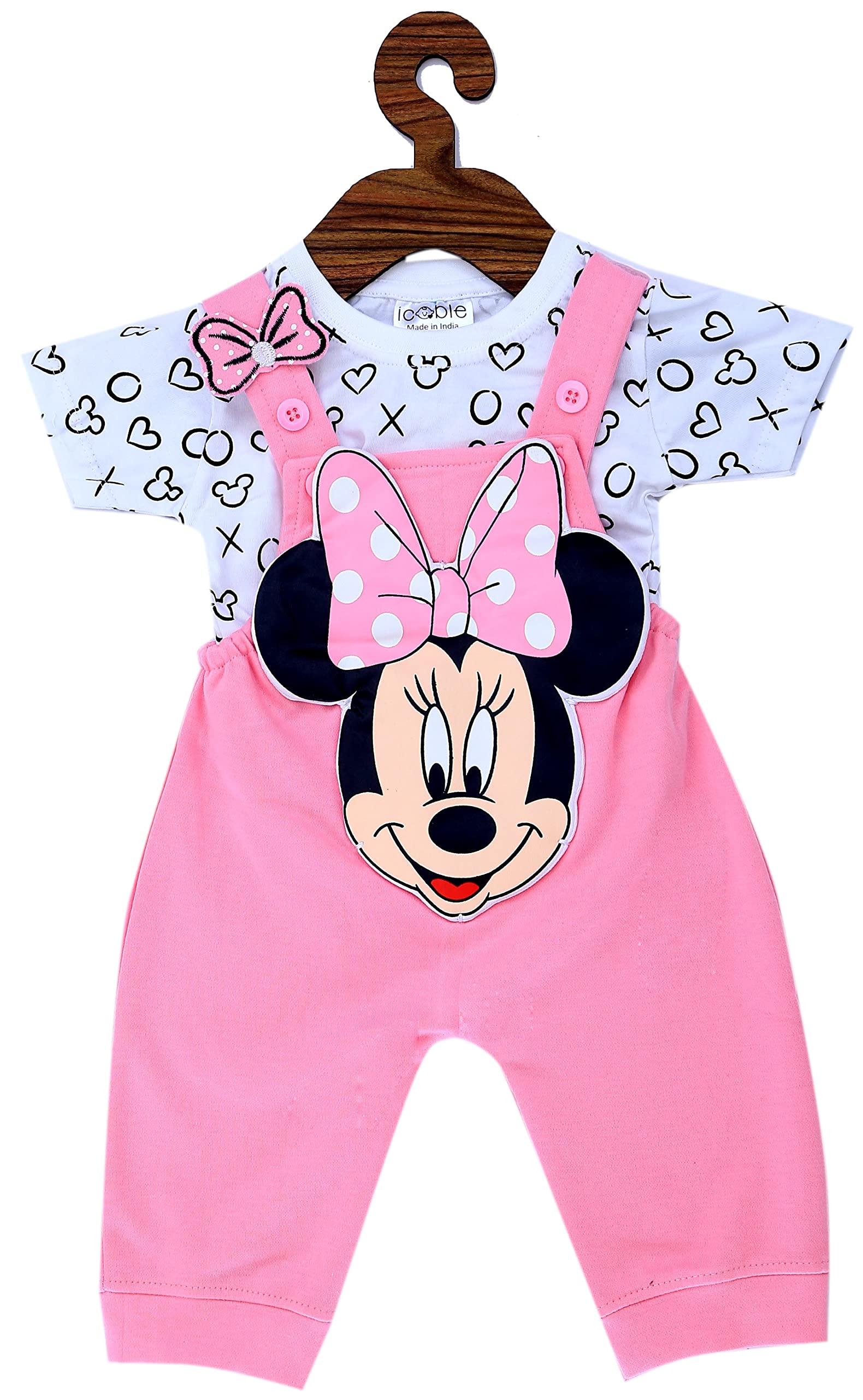 Disney Baby Girls Cotton Dungaree Set - Soft & Comfortable Romper Outfit for Toddlers - Perfect for Playtime, Daycare & Family Photos