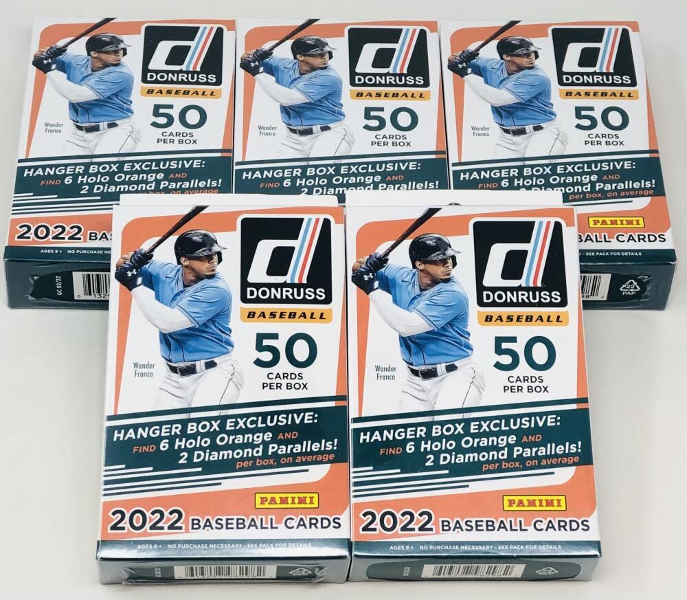 2022 Donruss Baseball Hanger Box - 50 Trading Cards Per Pack (Factory Sealed) - Includes Potential Wander Franco Rookie Cards - Perfect for Collectors, Gifts & Fantasy Baseball Fans