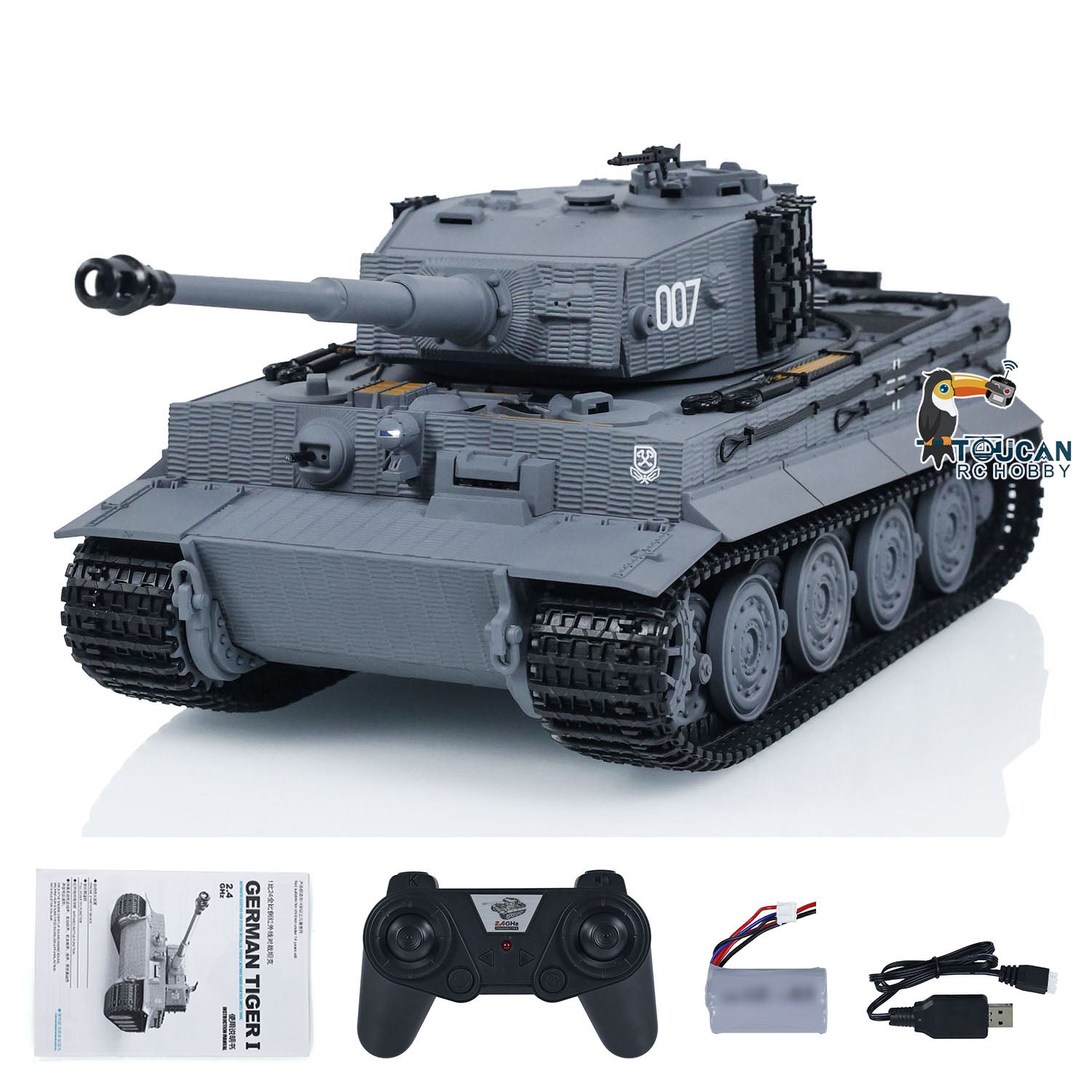 Taigen Tiger I 1/24 Scale RC Battle Tank with Infrared Combat, Barrel Recoil & LED Flash - Remote Control Military Tank Toy for Collectors & Hobbyists - Perfect for War Games, Display & Gift Giving