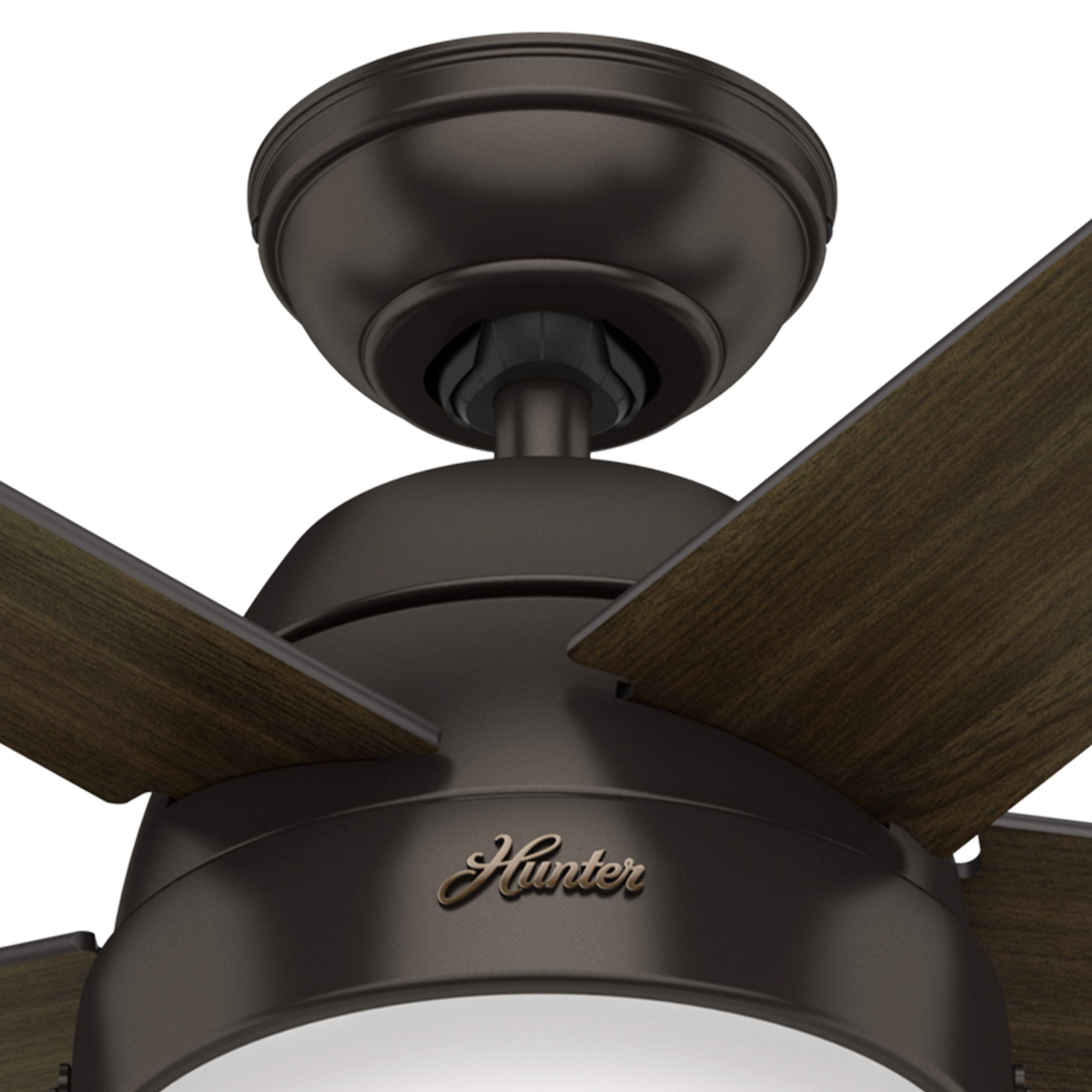 Hunter Fan 52 Inch Contemporary Bronze Ceiling Fan with Light Kit & Pull Chain - Indoor Cooling Fan for Living Room, Bedroom & Office (Renewed)