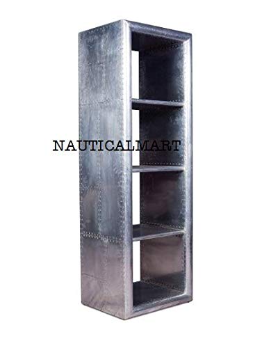 Nautical Aviator Bookshelf - Aluminum Open Shelving for Home Decor | Narrow Single Shelf for Living Room & Office