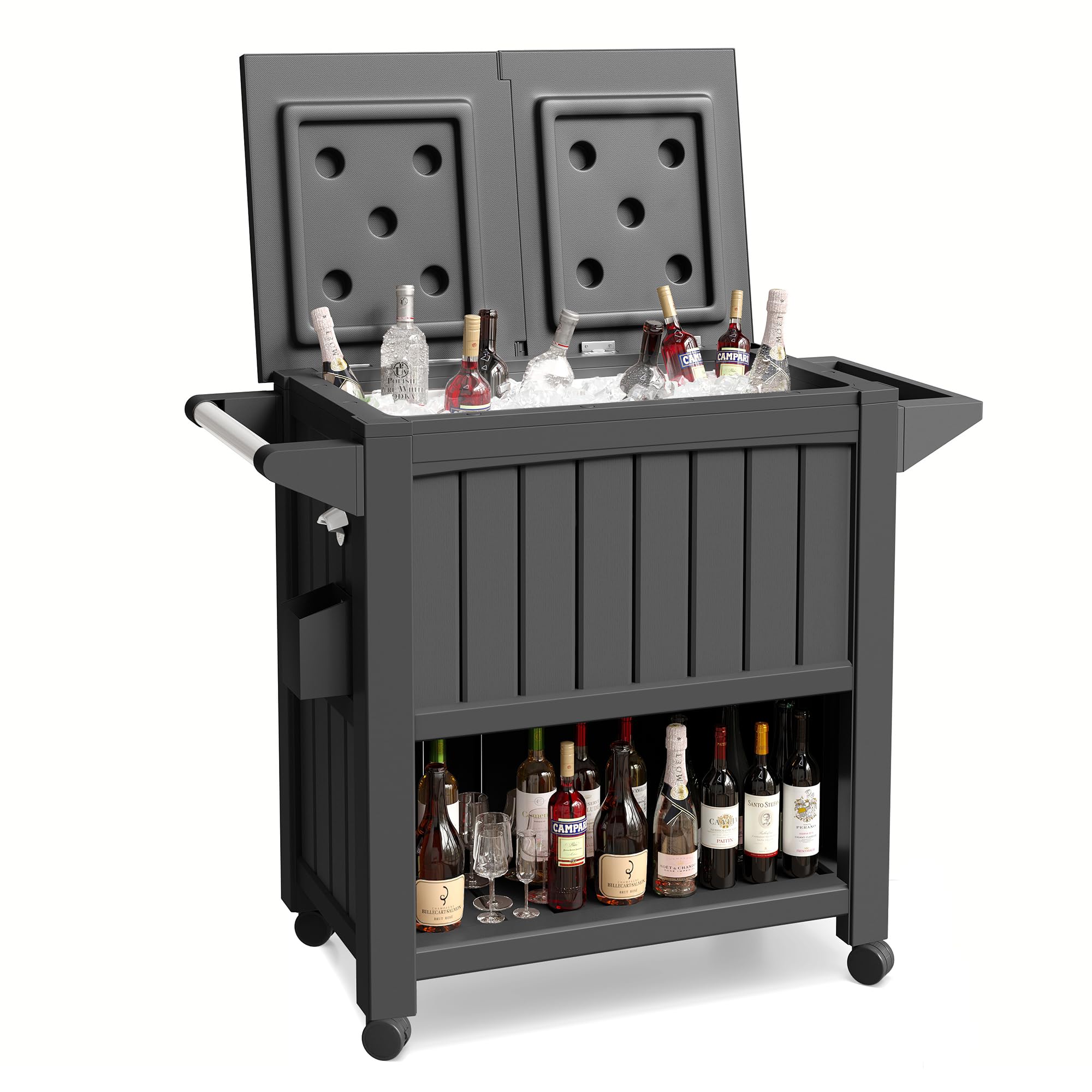85 Quart Rolling Cooler with Wheels - Large Party Ice Cooler with Handle for Outdoor Drinks & Beverages - Perfect for BBQs, Camping, Beach Parties & Tailgating