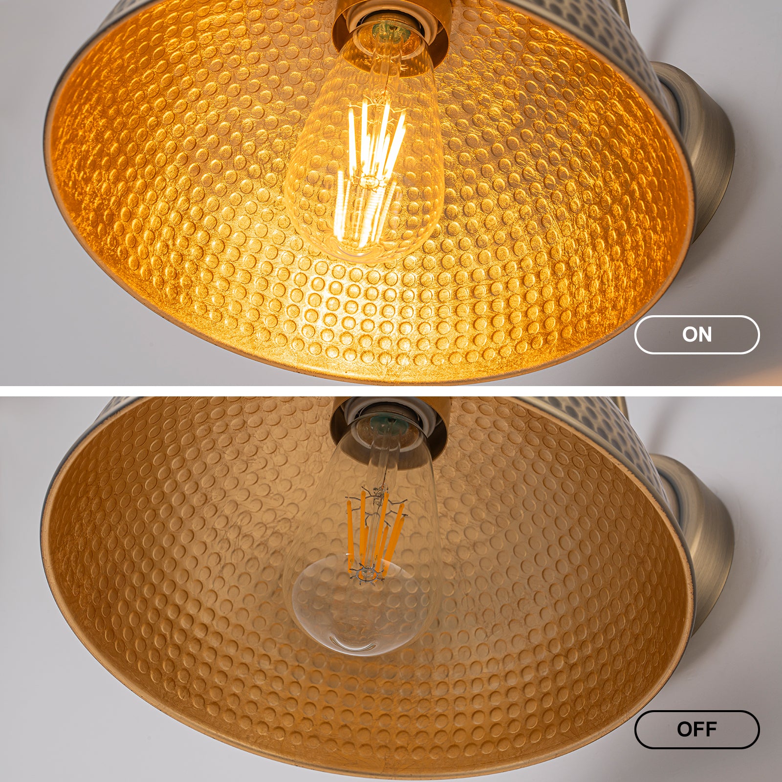 Vintage Bronze Hammered Dome Wall Sconce Light Fixture - Farmhouse Style Single Bulb Wall Lamp for Bedroom, Living Room & Hallway Lighting