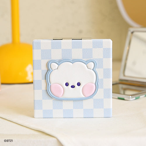 BT21 Double Sided Pocket Mirror with RJ Design - Compact & Stylish Makeup Mirror for Handbags, Travel, and Everyday Use