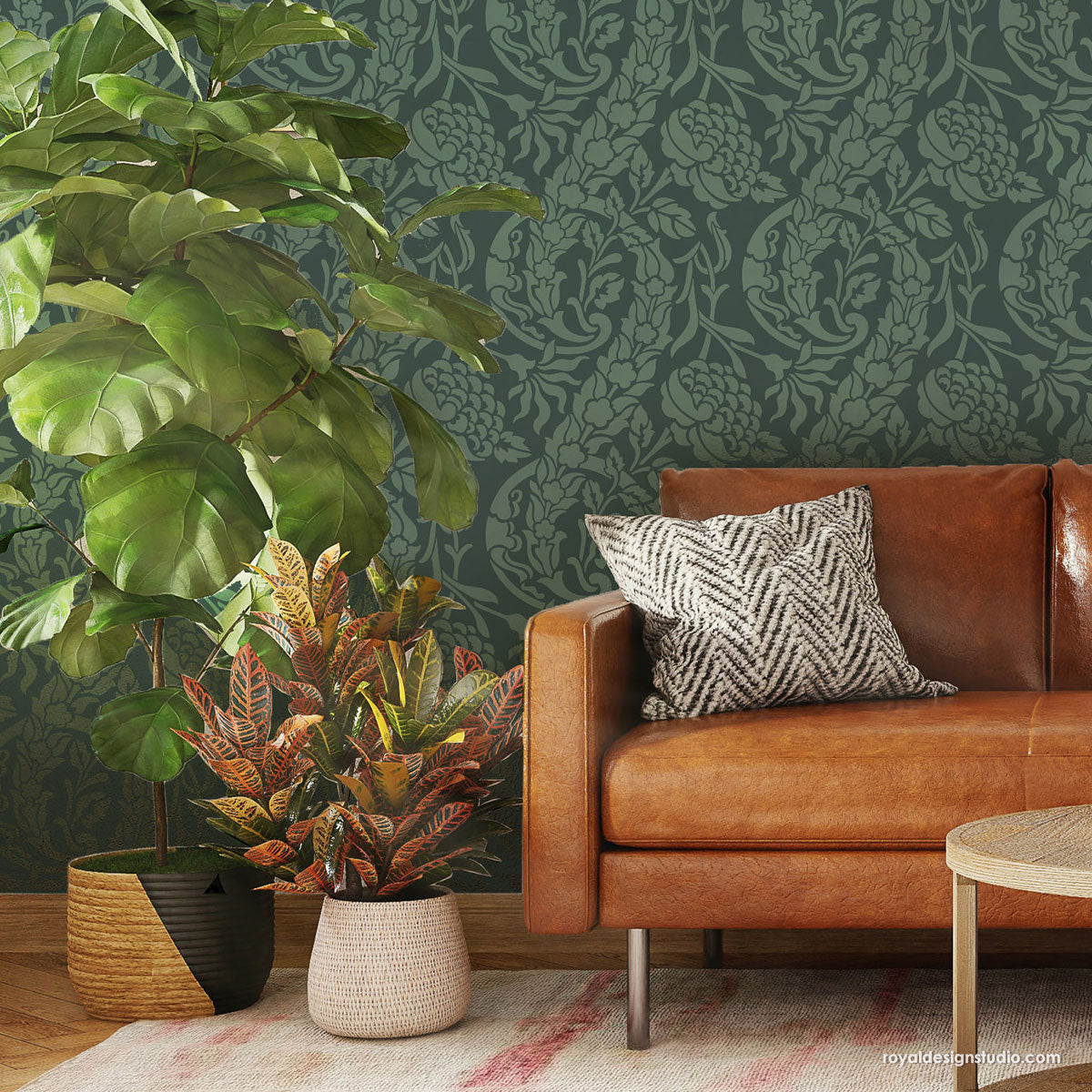 Premium Saxony Damask Wall Stencil Kit - Reusable DIY Painting Template for Home Decor, Accent Walls & Furniture | Perfect for Bedrooms, Living Rooms & Craft Projects