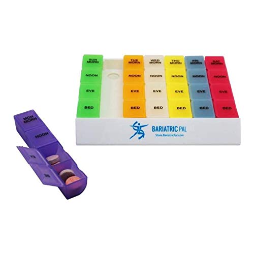 BariatricPal Jumbo 24/7 4 Times a Day Vitamin & Pill Organizer - Large Weekly Medication Box with Removable Daily Compartments & Storage Tray - Perfect for Travel, Elderly Care & Daily Health Management