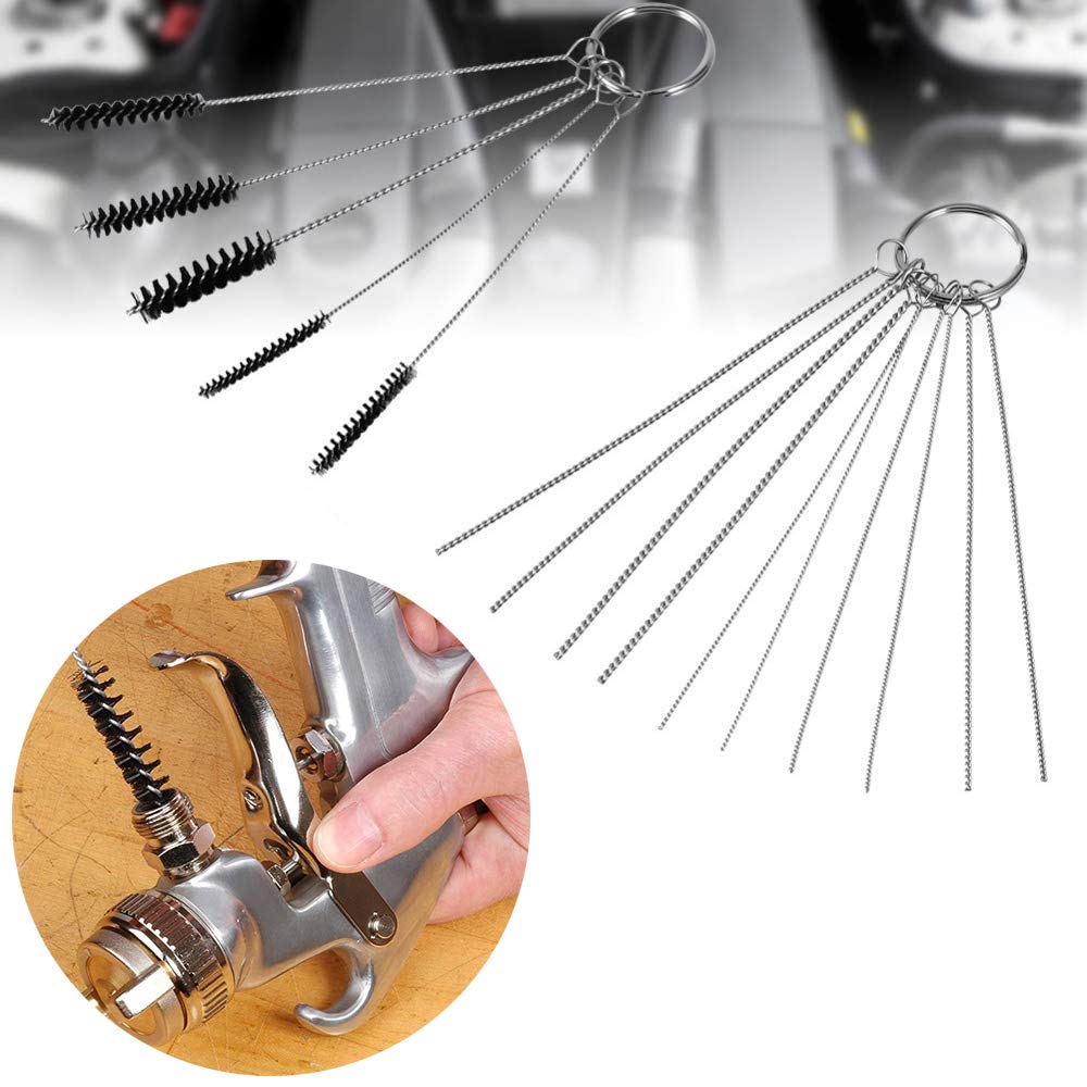 QISF 31Pcs Airbrush Cleaning Kit with Nylon Brushes, Mini Brushes & Needles - Metal Tube Cleaning Brush + 10Pcs Spray Gun Filters for Airbrush, Nozzles, Tattoo Guns & Painting Equipment - Perfect for Artists, Hobbyists & DIY Projects