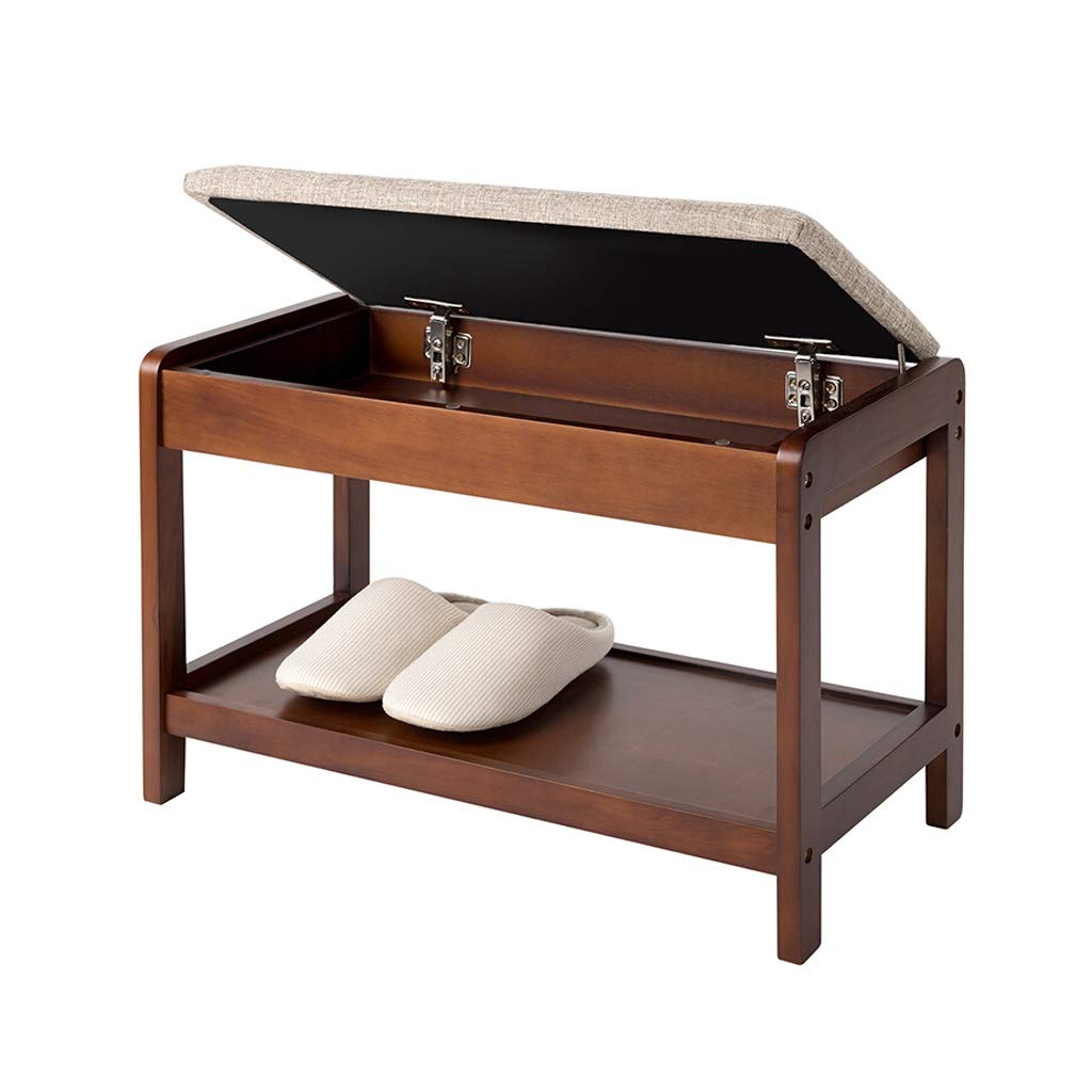 **SHUTING2020 Solid Wood Shoe Rack with Storage Drawer & Linen Cushion Top - Entryway Shoe Bench Organizer for Home, Corridor, or Closet - Brown Shoe Cubby for Shoes, Boots & Accessories**