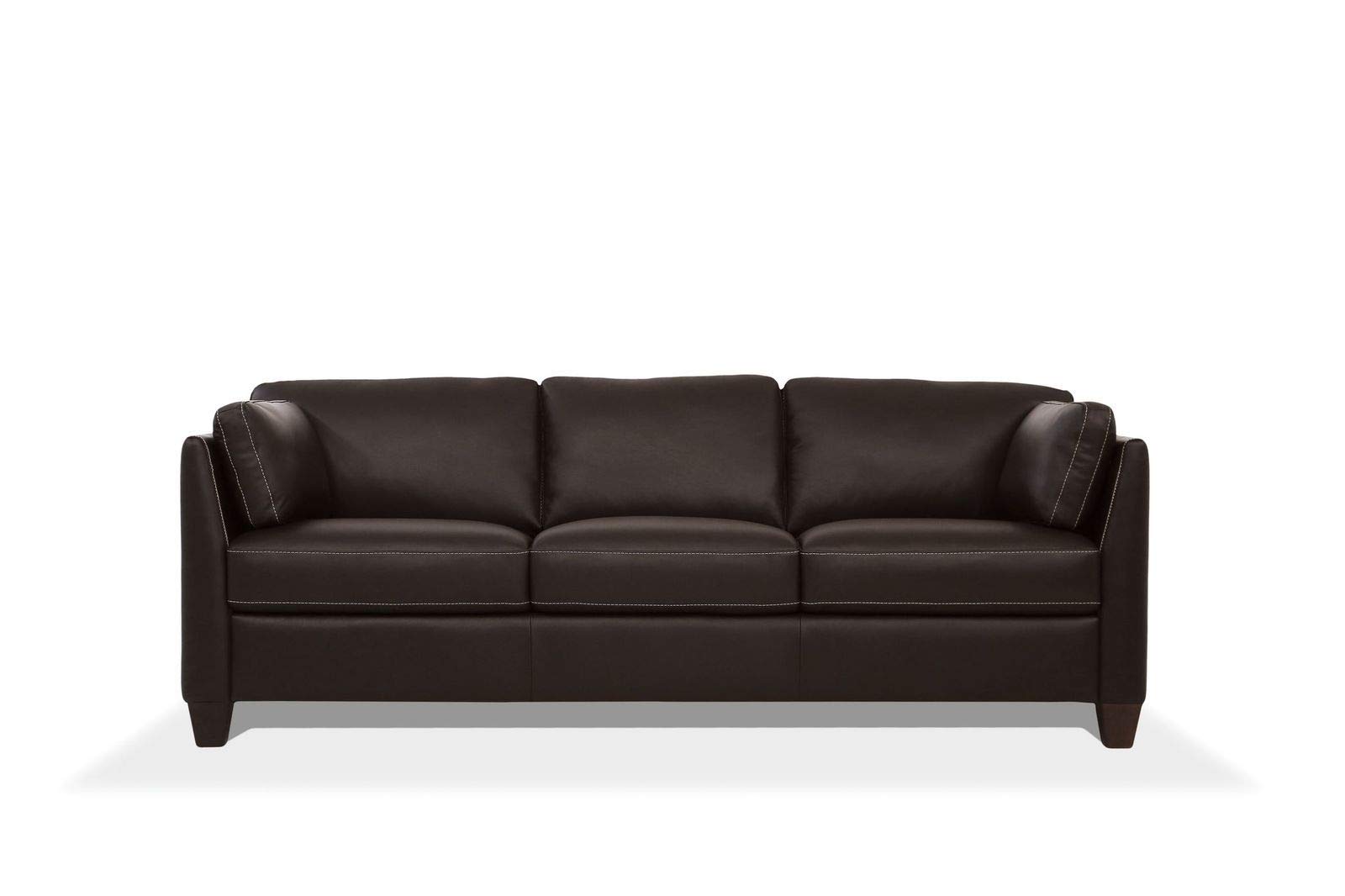 Premium TITA-DONG Matias Sofa - Genuine Chocolate Brown Leather 3-Seater Couch with Solid Wood Frame | Perfect for Living Room, Office Lounge & Home Theater Seating